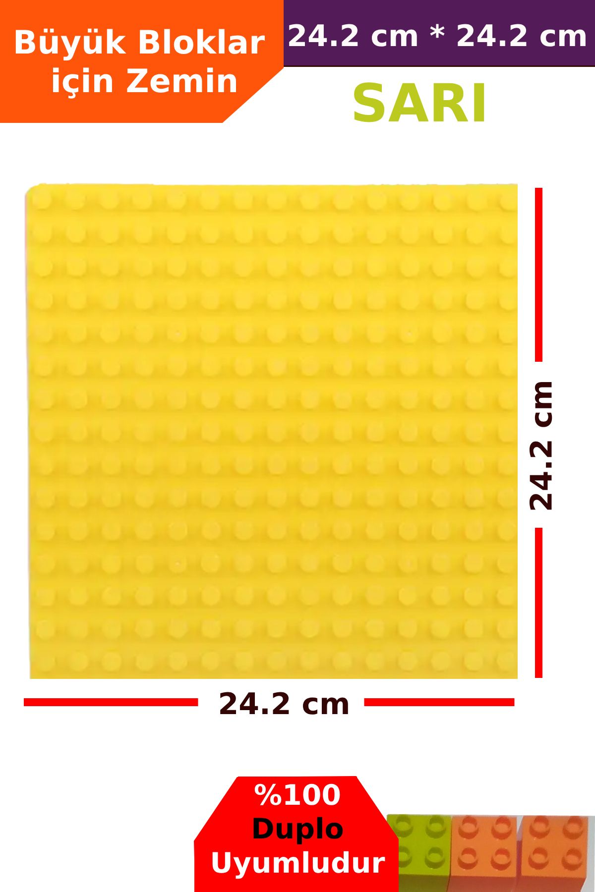Kuzutoys Büyük Boy Bloklar Için Sarı Renkli Zeminler