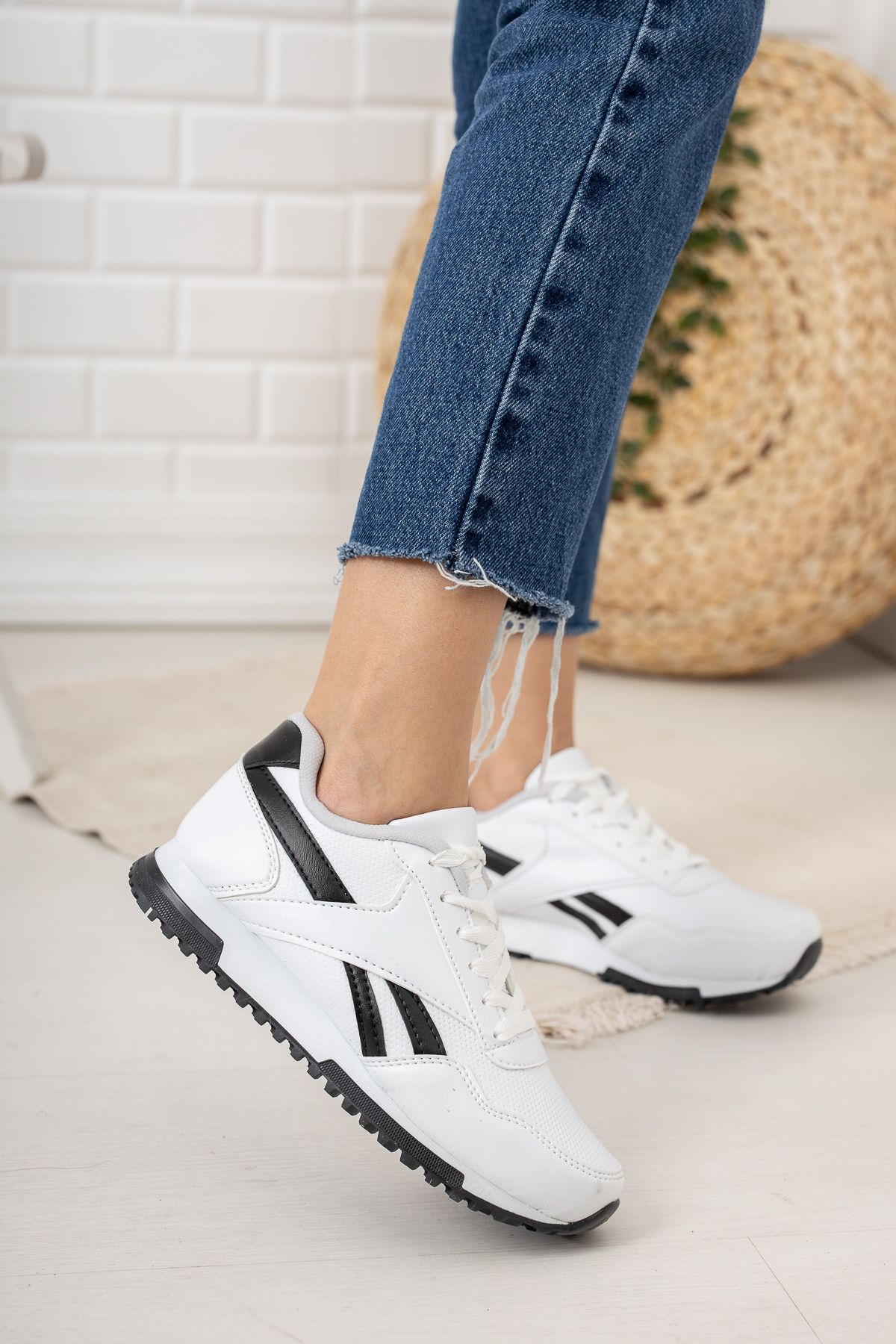 Moda Değirmeni Beyaz-siyah Kadın Sneaker Bg1053-101-0001