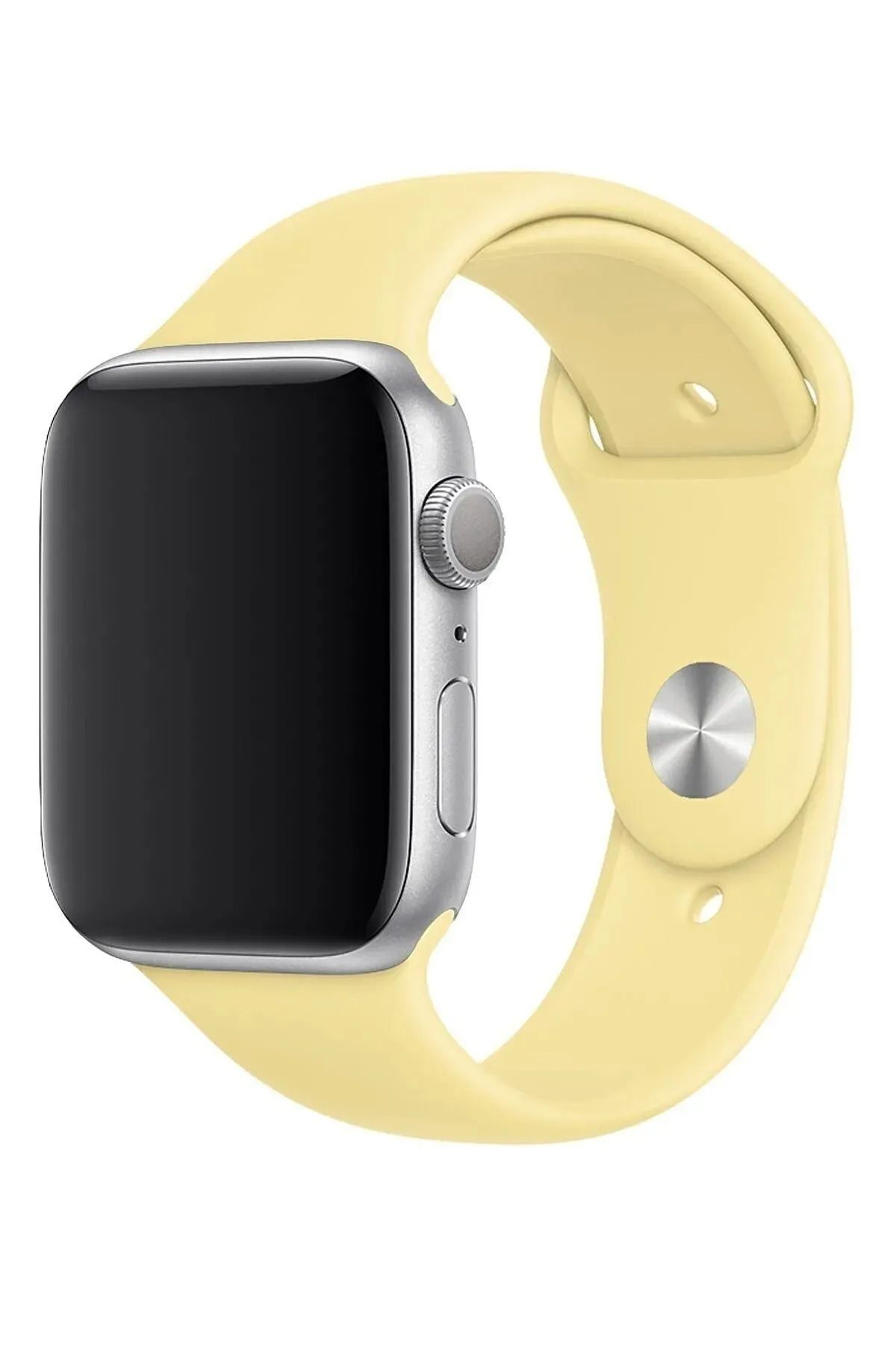 Noir Apple Watch Uyumlu Sarı Silikon Spor Kordon 42/44/45/49 MM Uyumlu
