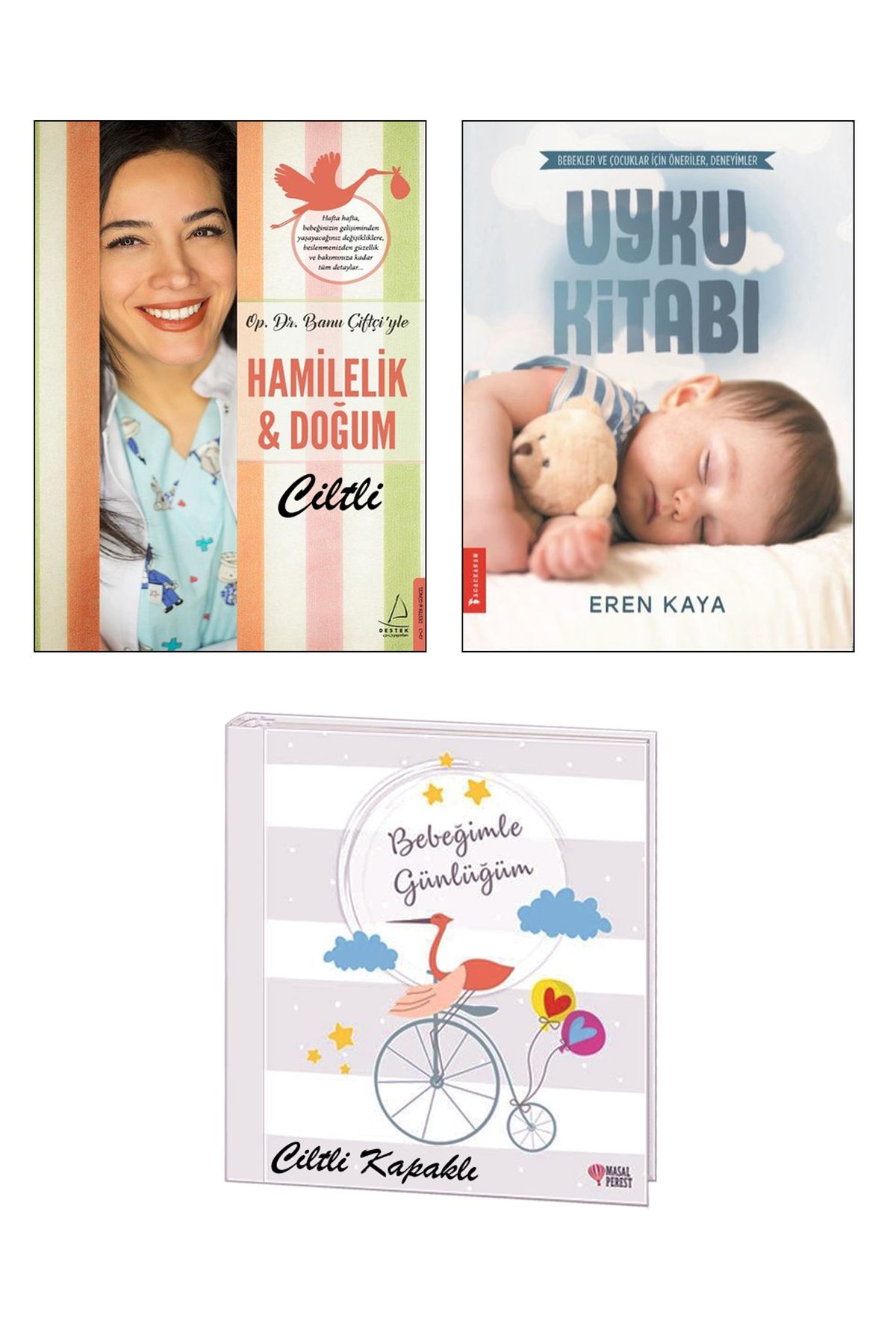 Destek Yayınları Bebek Uyku Kitabı + Hamilelik ve Doğum Banu Çiftçi + Spiralli Ciltli Bebek Günlüğü / 3lü Set