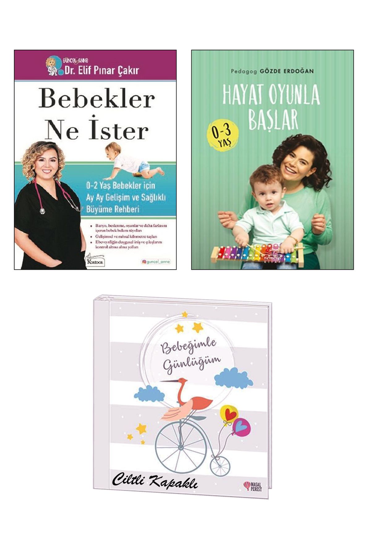 Koridor Yayıncılık Spiralli Ciltli Bebek Günlüğü + Bebekler Ne İster Elif Pınar Çakır + Hayat Oyunla Başlar / 3lü Set