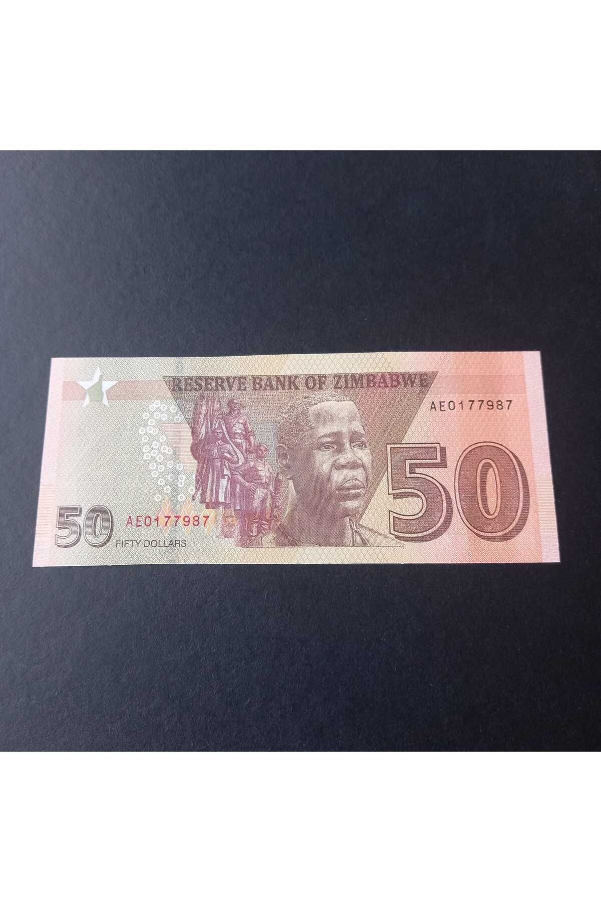 escoines koleksiyon Zimbabve, 50 Dolar (2020) Çil Eski Yabancı Kağıt Para