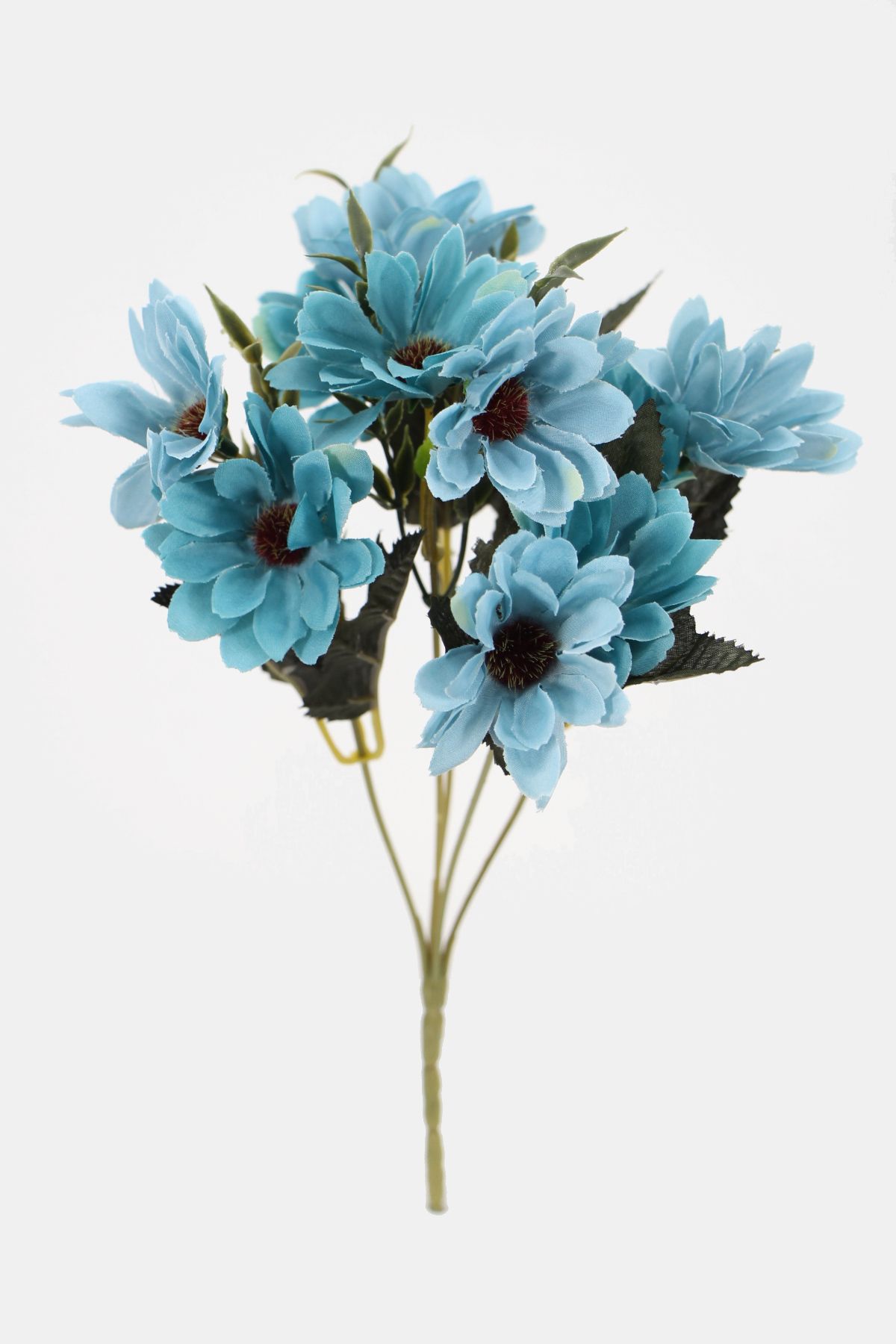 Yapay Çiçek Deposu Yapay 10lu İri Papatya Demeti 30 cm Mavi