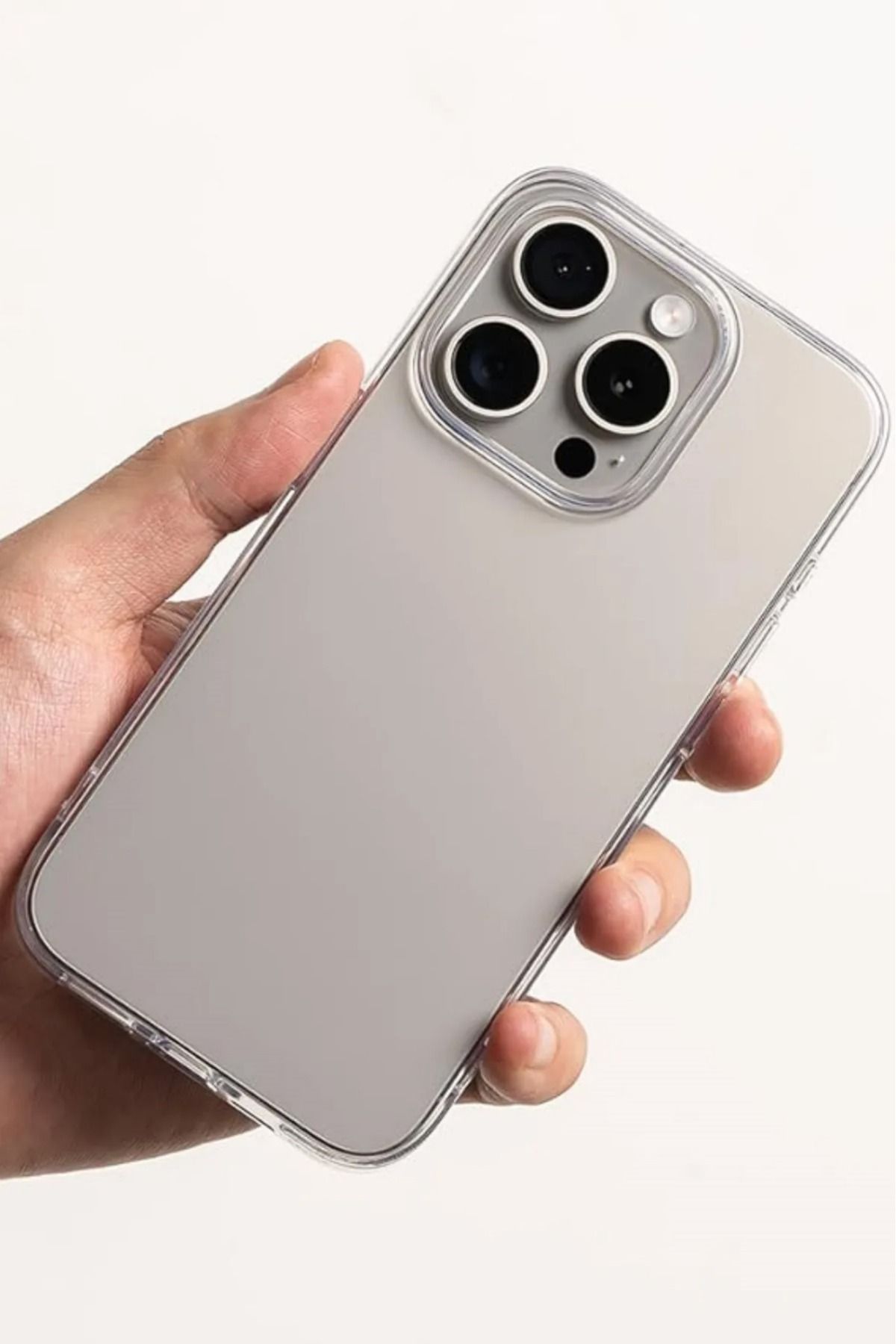 KVK PRİVACY iPhone 15 Pro Max Sert Kılıf Kamera Çıkıntılı Şeffaf Kristal Kapak