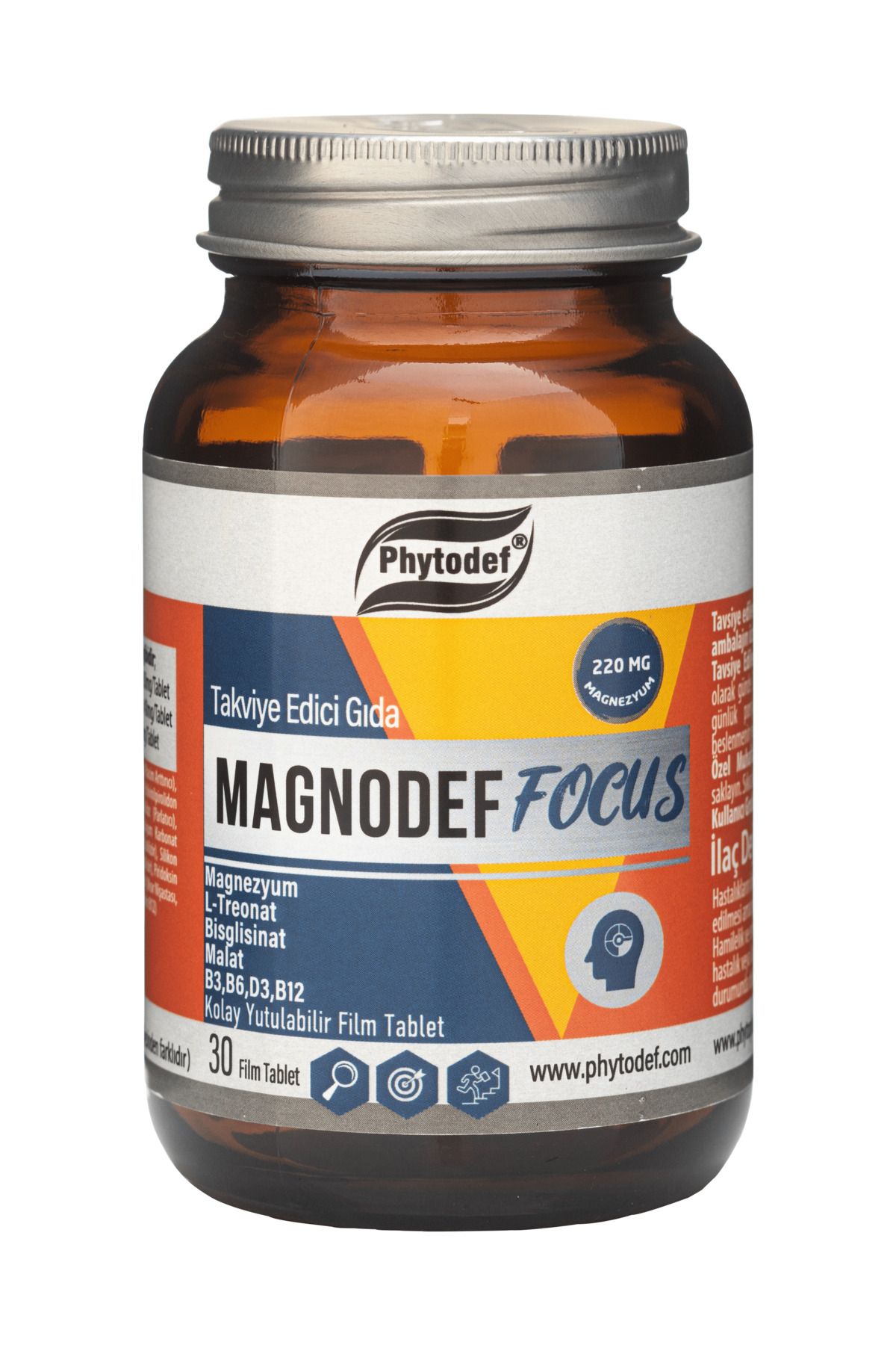 Phytodef Magnodef Focus Magnezyum L-Treonat Bisglisinat Malat 30 Film Tablet