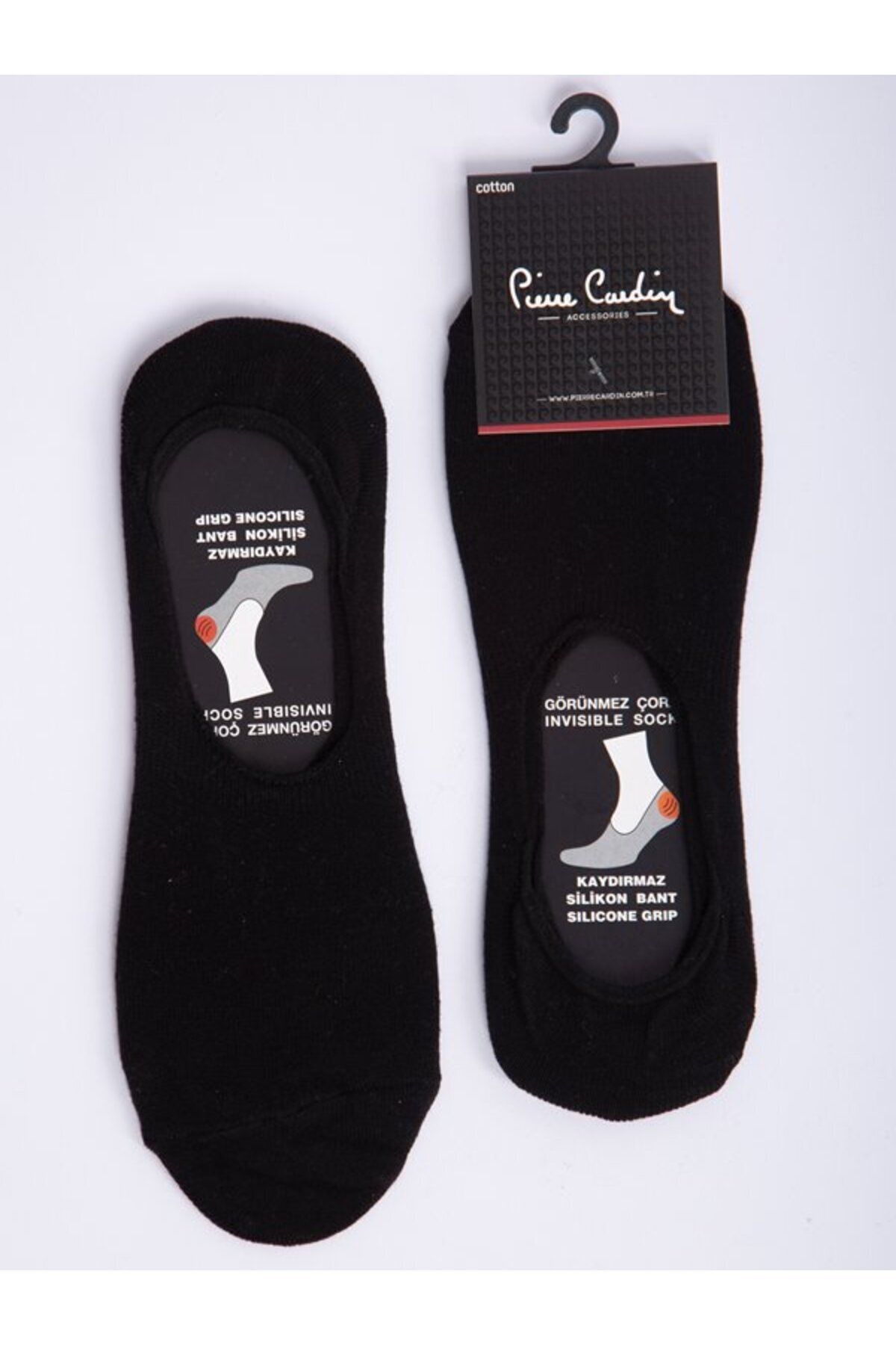 Pierre Cardin Pamuk 6’lı Siyah Slikon Bantlı Kaymaz Babet Çorap Pc-400
