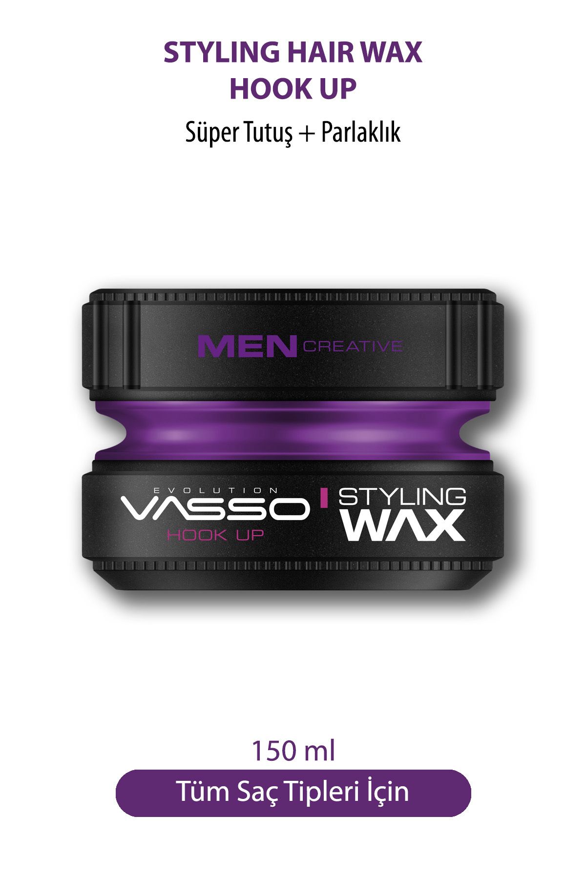 Vasso Men 24 Saat Dalgalı Ve Kıvırcık Saçlar Için Süper Tutuş Ve Parlaklık Kazandıran Wax - Hook-up Pro 150 ml