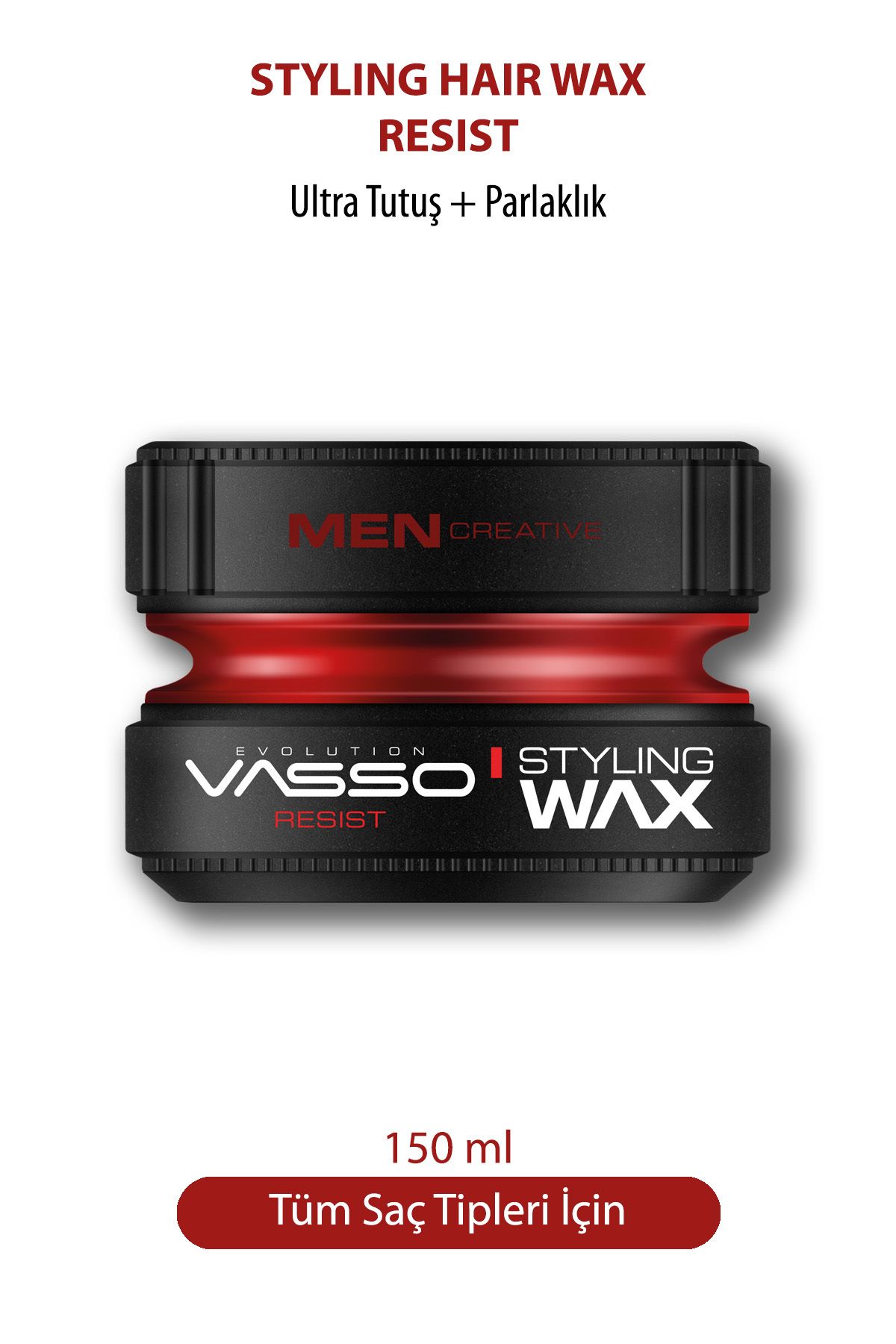 Vasso Men Kısa Saçlar Için 24 Saat Ultra Tutuş Ve Parlaklık Veren Wax - Resist Pro Aqua 150 ml