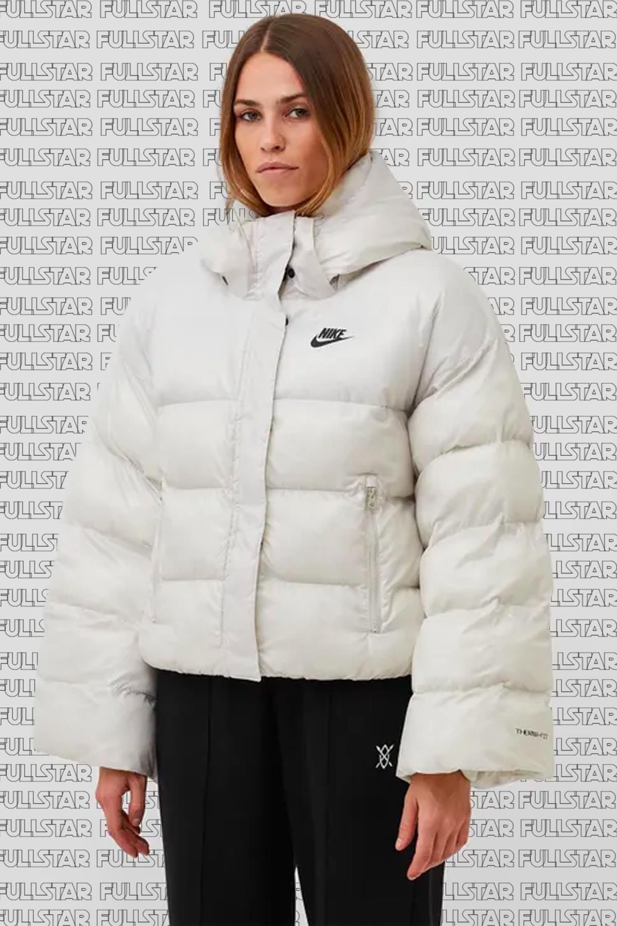 Nike Therma Fit Primaloft Loose Fit Jacket Tak Çıkar Kapüşonlu Bol Kesim Mont Beyaz