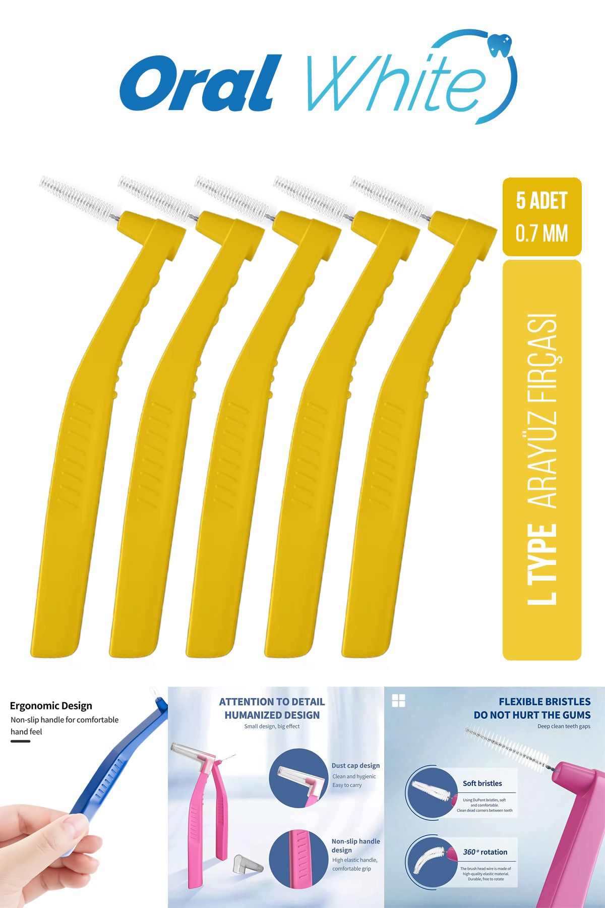Oral White Arayüz Fırçası Sarı 0.7 Mm Cleaning Pro 5 Adet