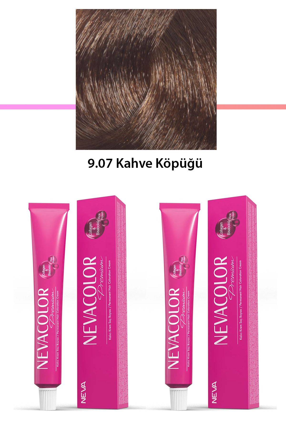 Neva Color 2 li Set Premium 9.07 Kahve Köpüğü - Kalıcı Krem Saç Boyası 2 X 50 g Tüp