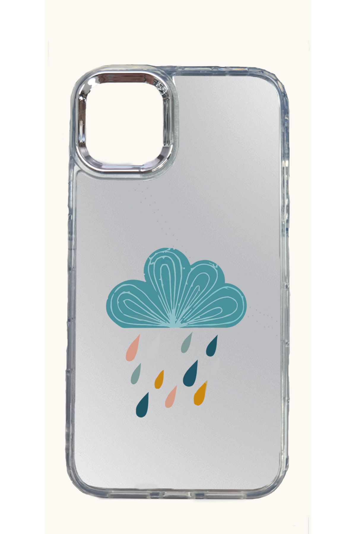 Dijimedia iphone 11 Yağmurlu Bulut Aynalı Hologram Baskılı Silikon Kılıf