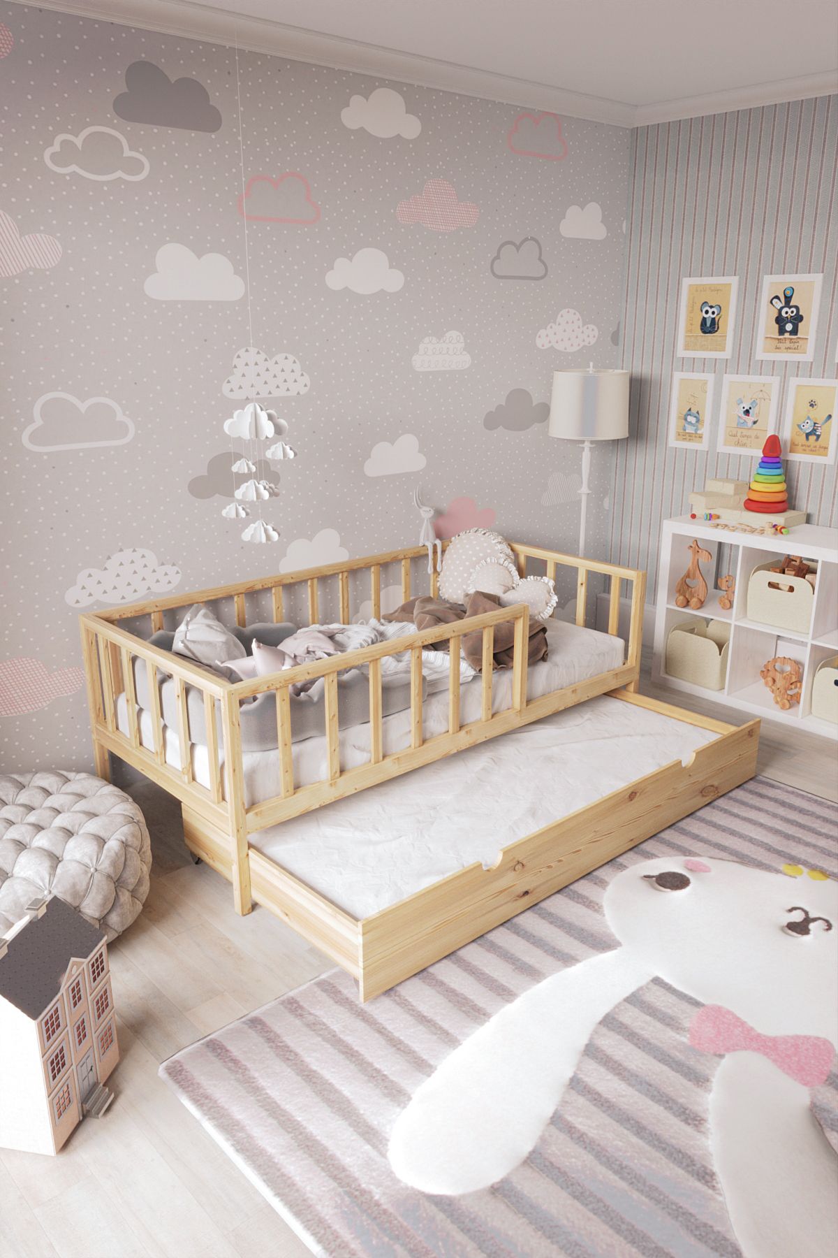 Loolpi Home Unisex Montessori Bebek Ve Çocuk Karyolası Doğal Ahşap Yatak LHNYYMK