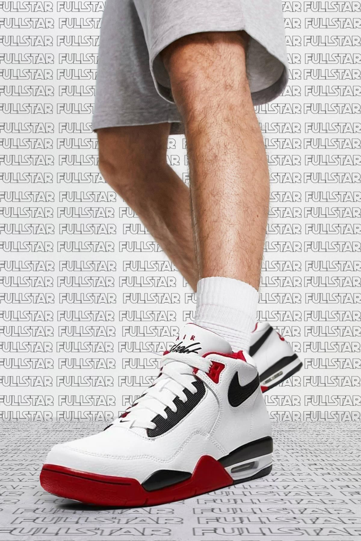 Nike Air Flight Legacy Mens Leather Sneaker Bilekli Hakiki Deri Spor Ayakkabı Kırmızı Beyaz