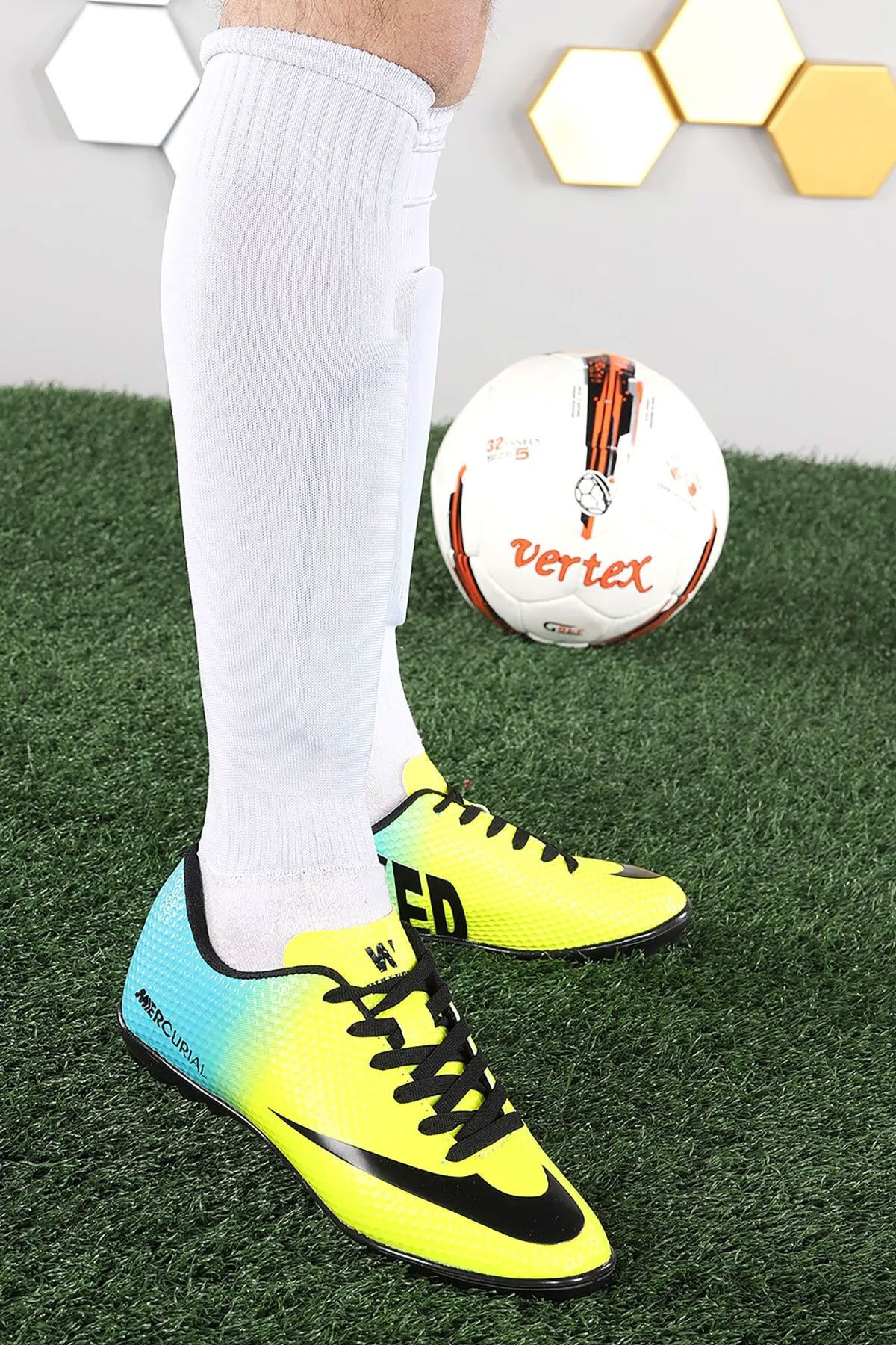 AlbiShoes Super Mercury Büyük Numara Battal Erkek Dişsiz Çim Halısaha Futbol Ayakkabısı (45-47)