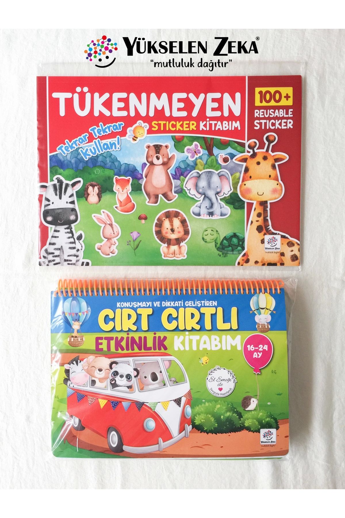 Yükselen Zeka Yayınları Tükenmeyen Sticker Kitabım - Cırt Cırtlı Kitap (16-24 Ay) Seti