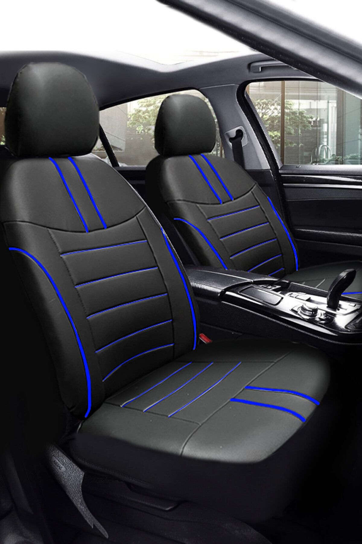 TROBUS Range Rover Business 2014 ve Sonra Long(LWB) Sport Deri Koltuk Kılıfı Takımı Siyah Mavi Uyumlu