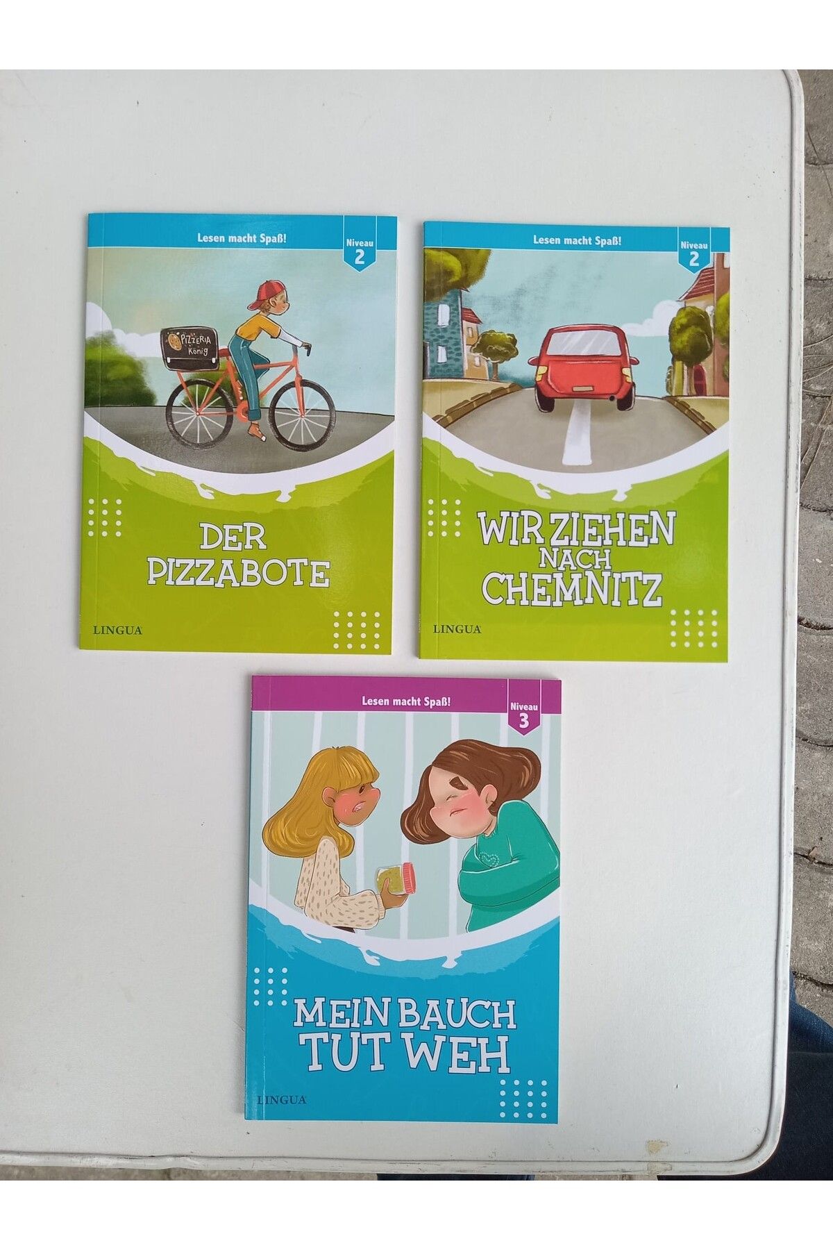 Lingua Yayınevi Almanca Hikaye Okuma Seti -3 Kitap - 2. 3. Seviye - Renkli, Resimli, Alıştırmalı