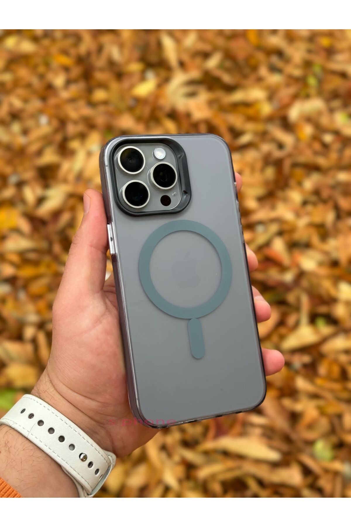 Sphone iPhone 15 Pro Uyumlu Kılıf Mat Buzlu Şeffaf Magsafe Manyetik Şarj Destekli Hassas Buton Case