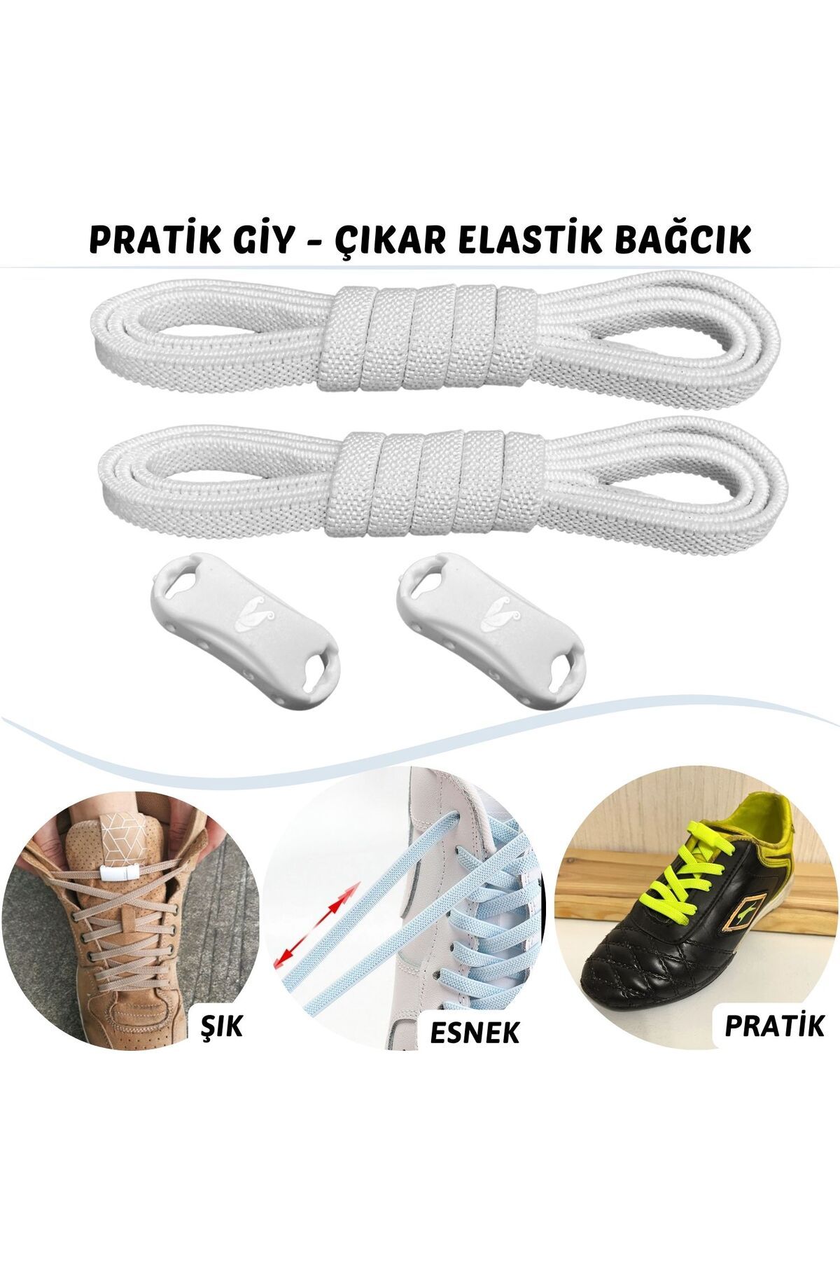 Palwin Pratik GiyÇıkar Elastik Akıllı Bağcık, Lastikli Ayakkabı Bağcığı Çocuk Krampon Bot Bağcığı