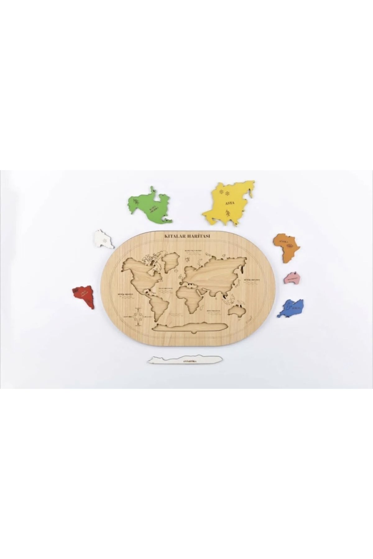 ESKA EVENTS Montessori Ahşap Kıtalar Haritası / 29 cm