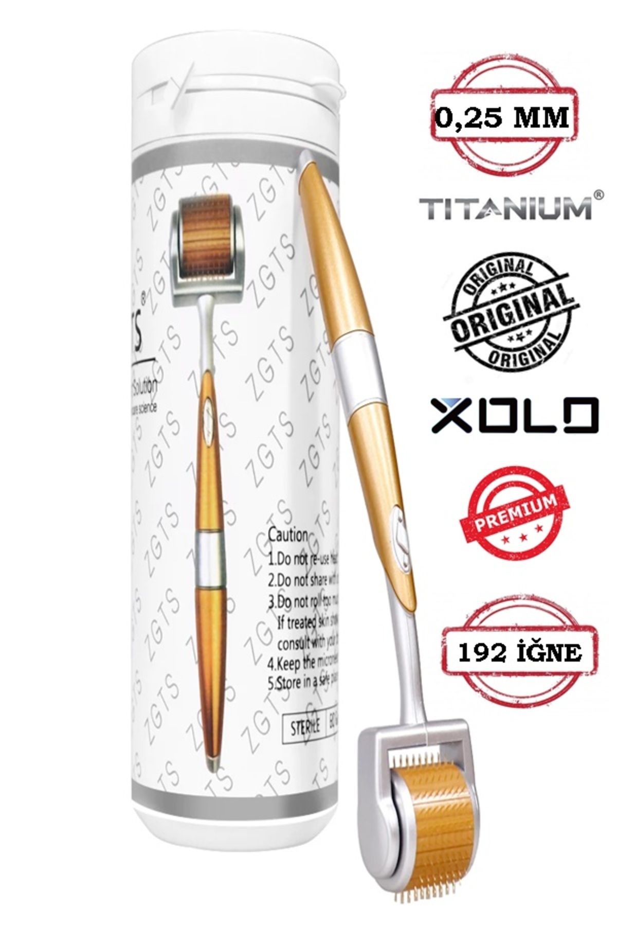 Xolo ZGTS 0,25MM Dermaroller Profesyonel Titanyum Derma Roller 0,25 mm Göz Çevresi 192 iğne