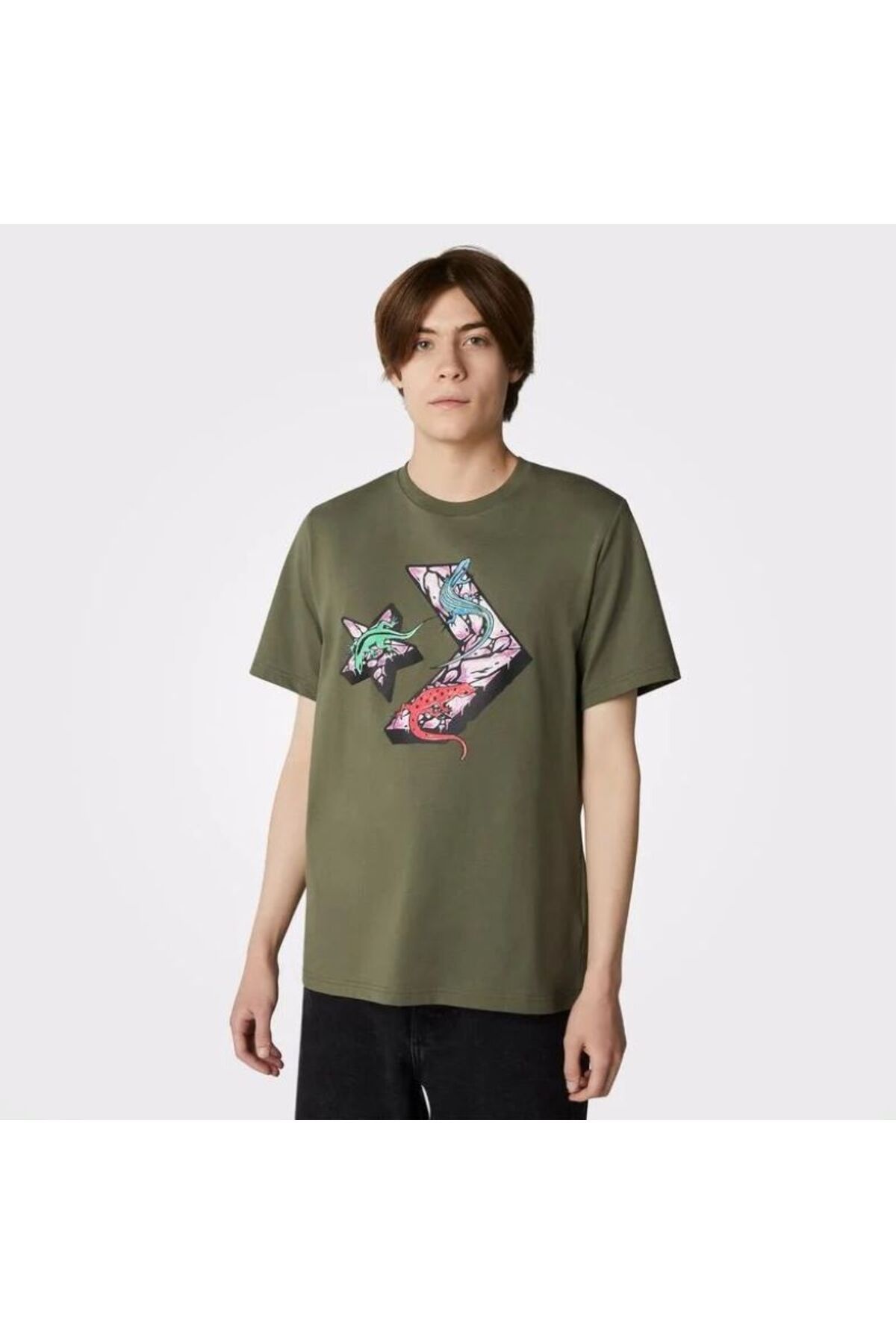 Converse KOPYA - Star Chevron Lizard Graphic Erkek Beyaz T-Shirt