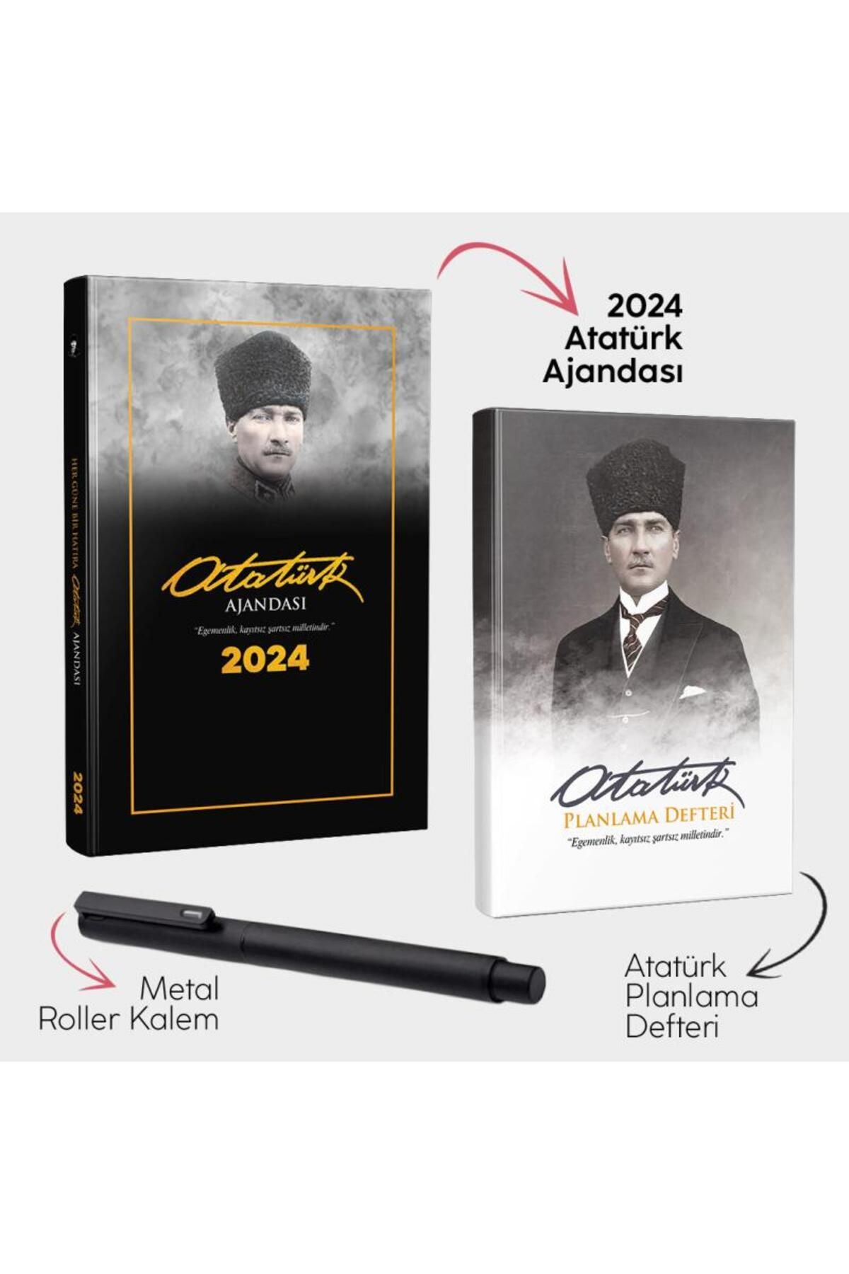 Halk Kitabevi Komutan 2024 Atatürk Ajandası - Atatürk Planlama Defteri ve Metal Roller Kalem