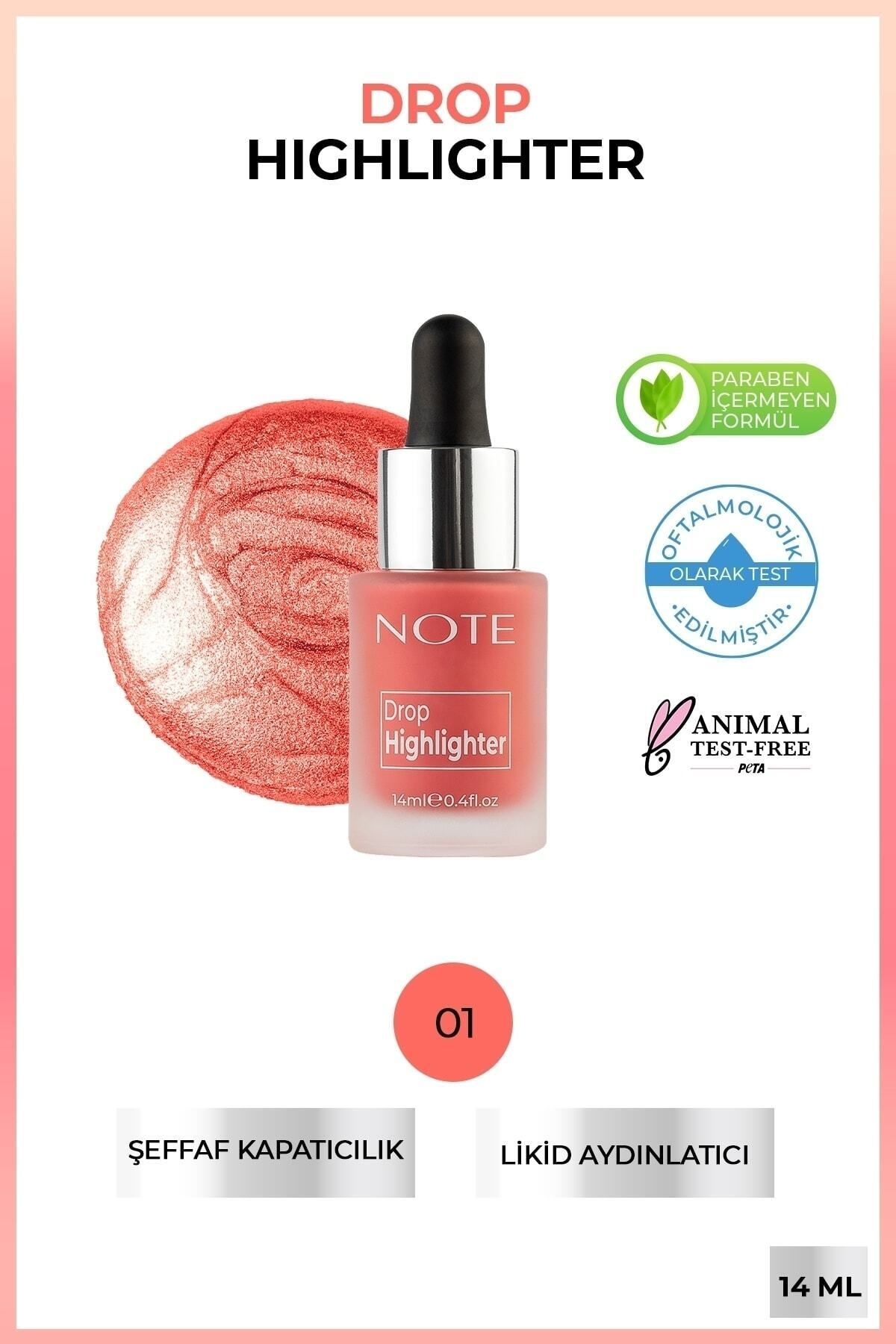 Note Cosmetics Pearl Rose Drop Highlighter Liquid Blush 01 SHİNEE256