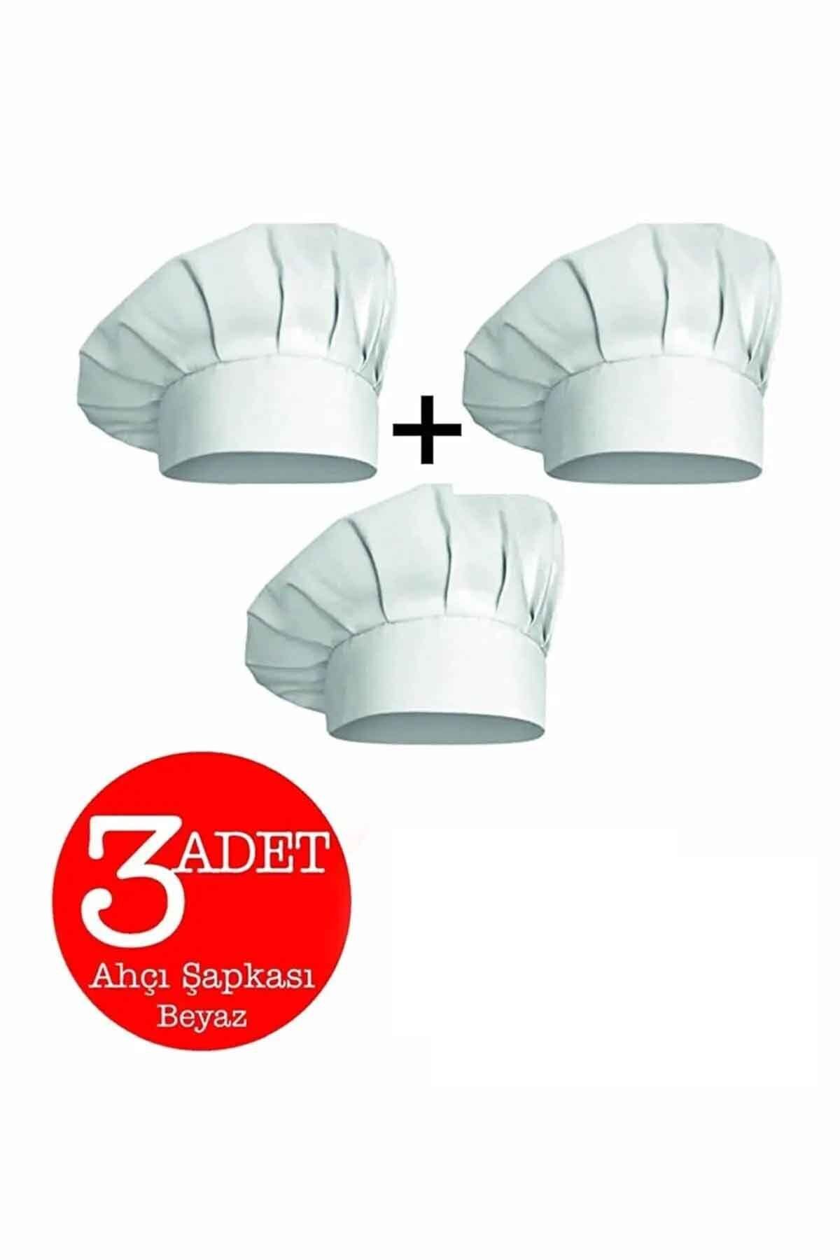 enmalife 3lü Beyaz Ayarlanabilir Aşçı Şapkası - Aşçı Bonesi