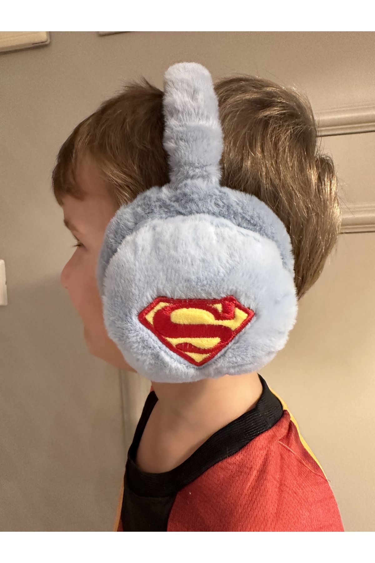 Kids fashion in Love aksesuar çocuk SUPERMAN peluş kulaklık