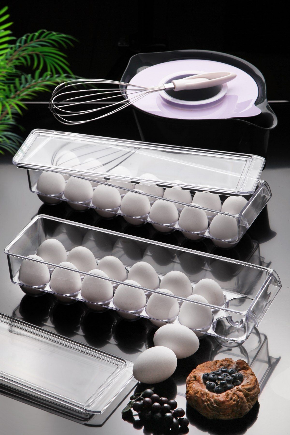 Mila Home Life 14'lü Kapaklı Maxi Yumurta Saklama Kabı 2 Adet Şeffaf