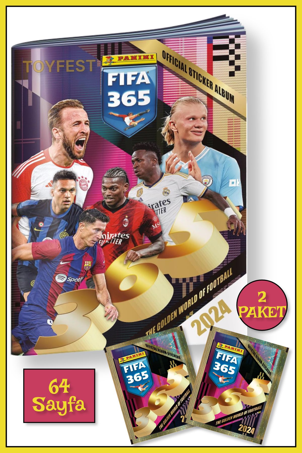 TOYFEST Panini Fifa 365 2024 Futbolcu Stickers Kartları Albümü Dergisi + 2 Paket ( 10 Stickers )