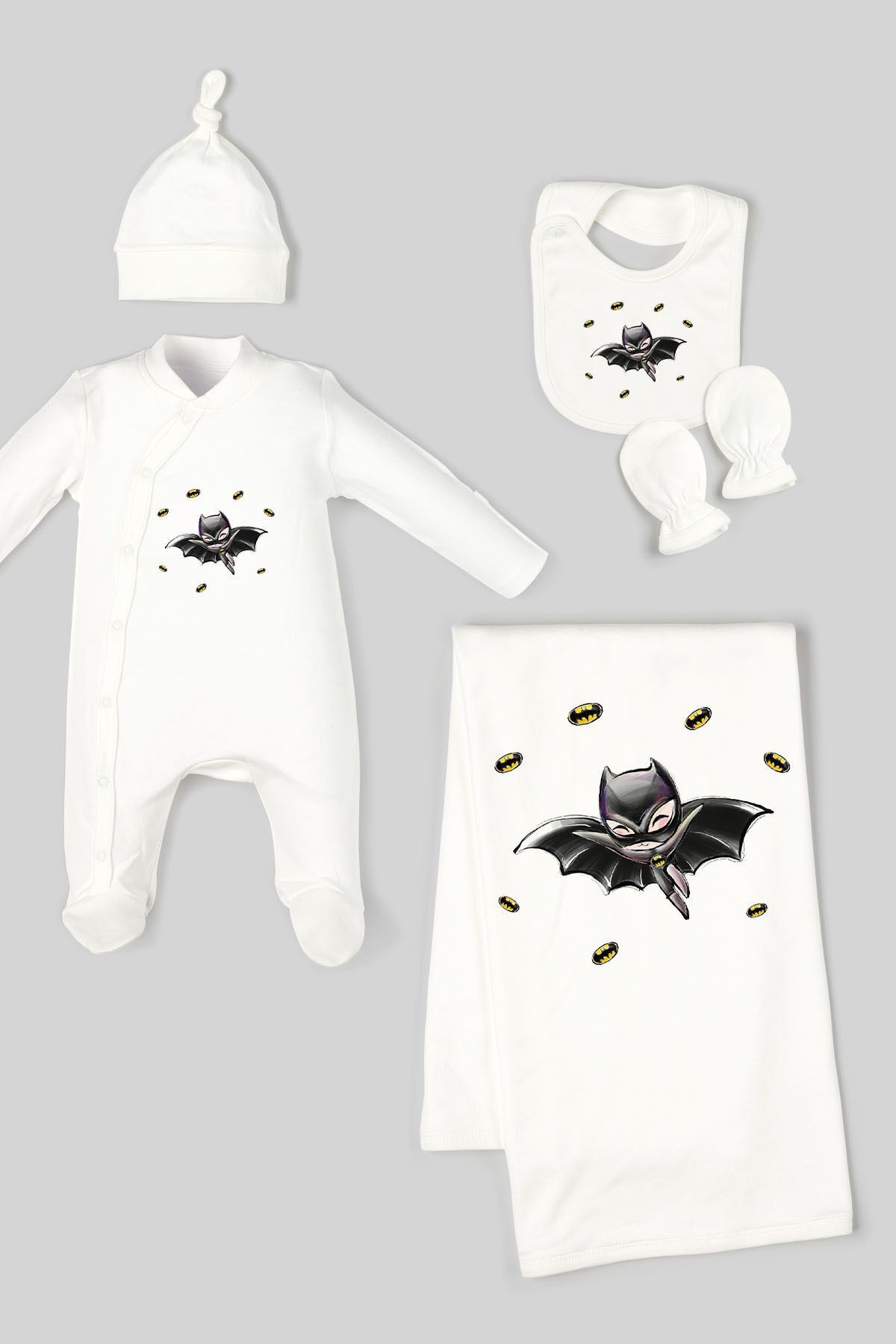 Tuğba Kuğu Organik 5'li Interlok Hastane Çıkışı - For Baby Serisi - Bebek Batman