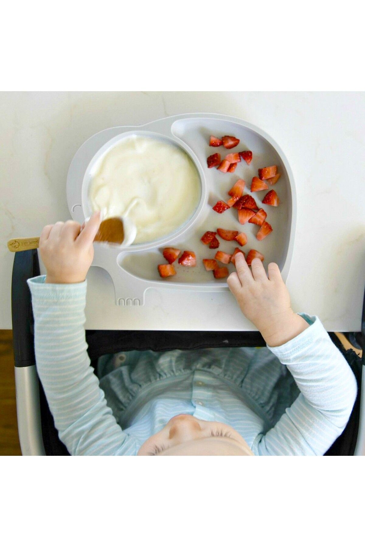 URZ GRUP Fil Figürlü Bölmeli Bebek Mama Tabağı Çocuk Yemek Tabağı(HEDİYELİ)