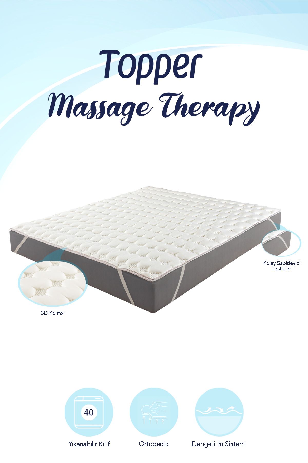 Mavi Ay Yatak Topper 0.9 - Massage Therapy - 3d Soft Yatak Pedi - Yatak Koruyucu Uyku Pedi - 3 Cm