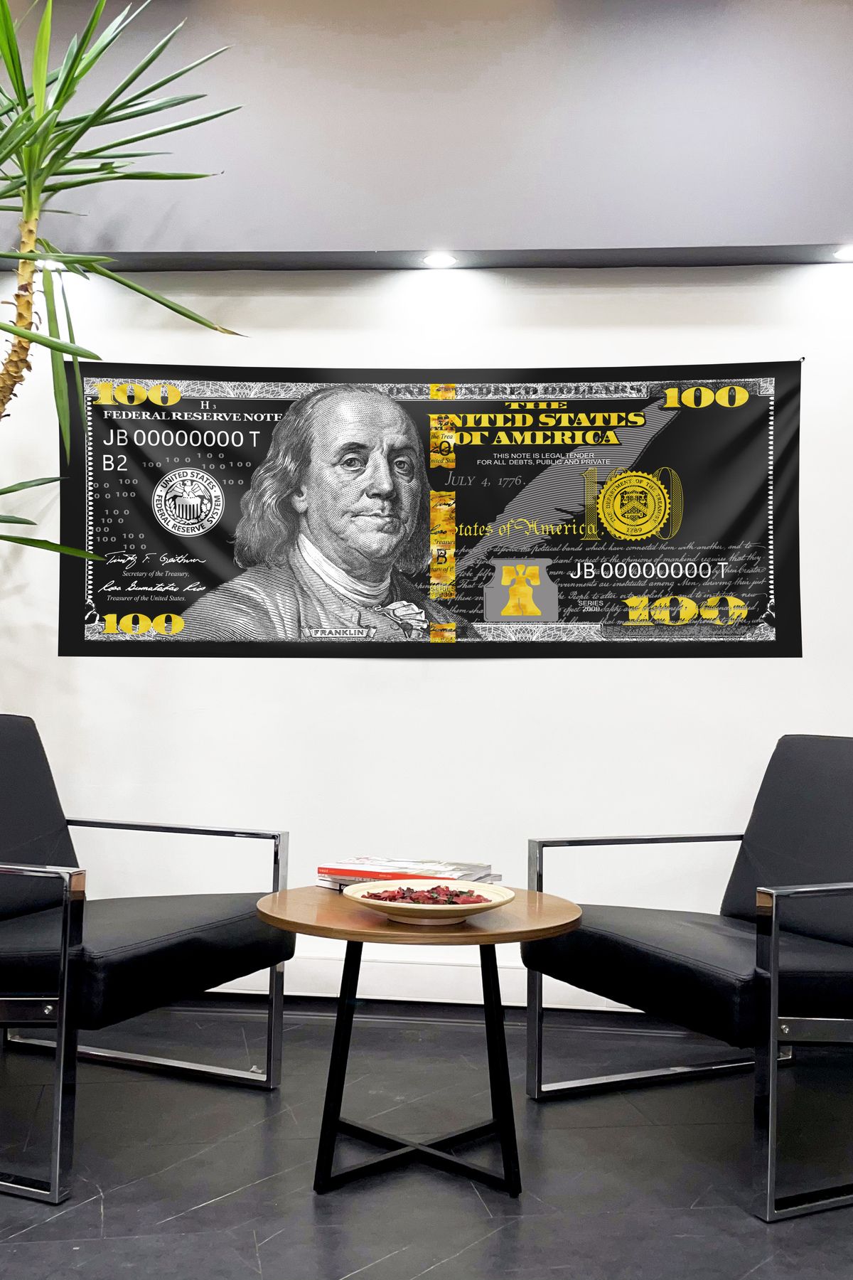 Dokumio 100 Dolar Özel Tasarım Motivasyon Duvar Örtüsü Duvar Halısı Tapestry