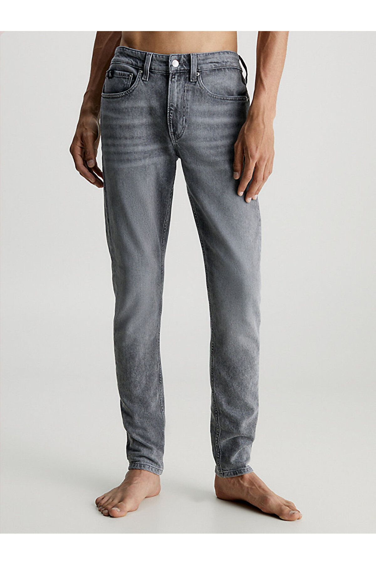 Calvin Klein Erkek Cepli Uzun Boy Düğmeli Günlük Kullanım Gri Jeans J30J323847-1BZ