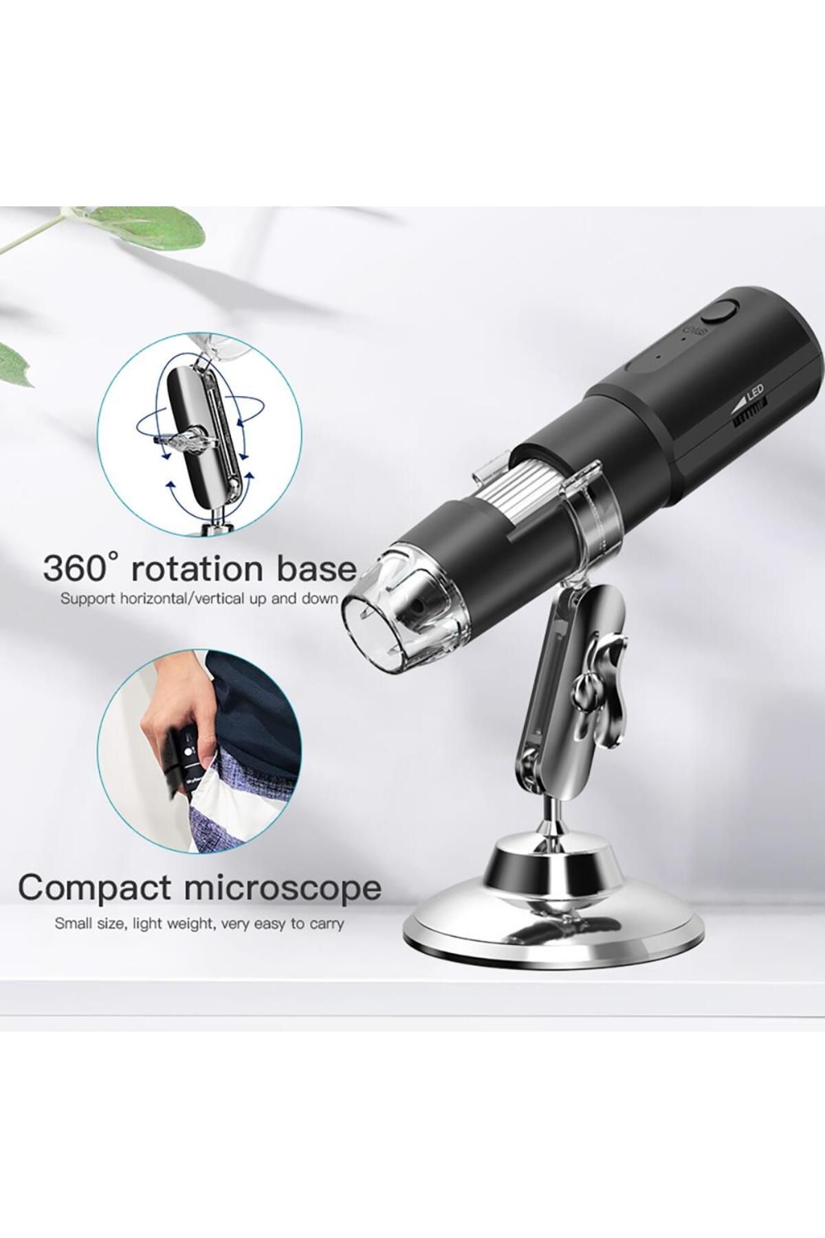 barishan medikal Dijital Mikroskop 1000X Zoom Wifi USB Video Resim Kayıt 8 Led Işıklı Mikroskop