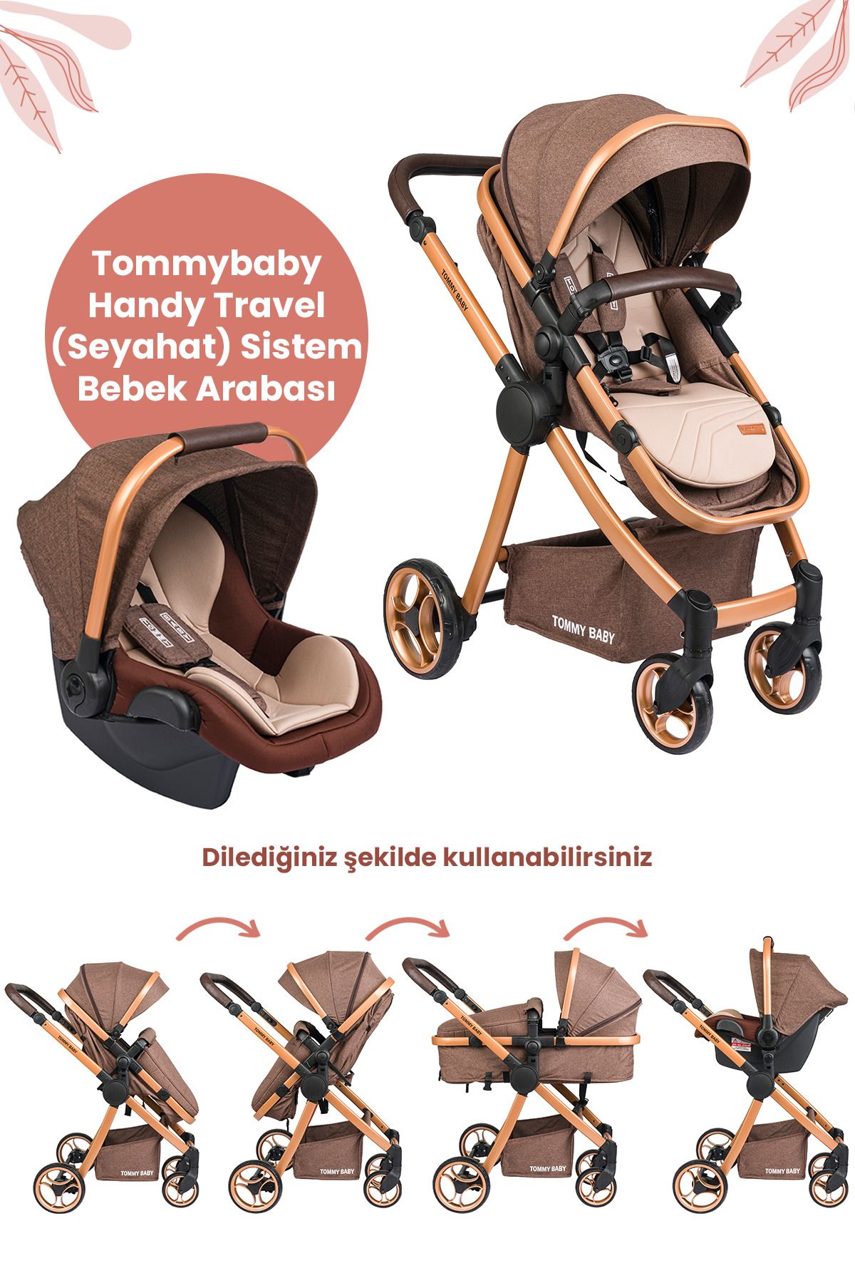 Tommybaby Toranto Gold Vip Travel Sistem Bebek Arabası Puset