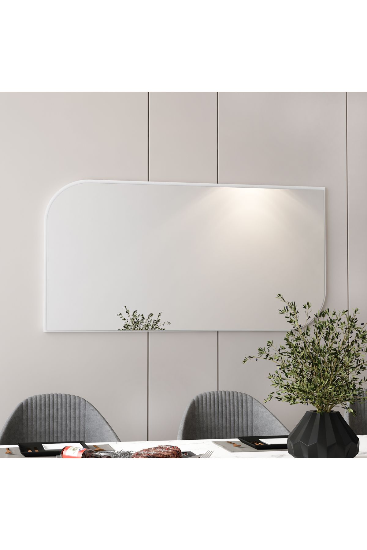 Arnetti Akron Modern Dekoratif Salon Ayna Beyaz