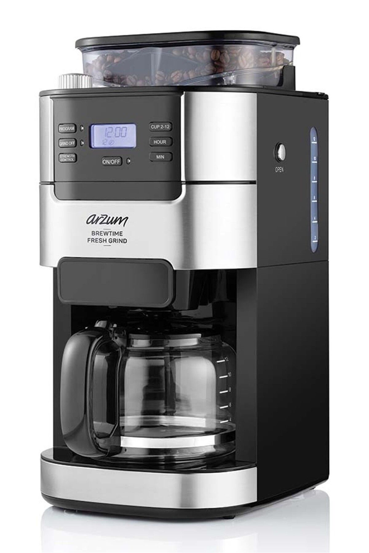 Arzum AR3092 Brewtime Fresh Grind Çekirdek Kahve Öğütücülü Filtre Kahve Makinesi - Siyah