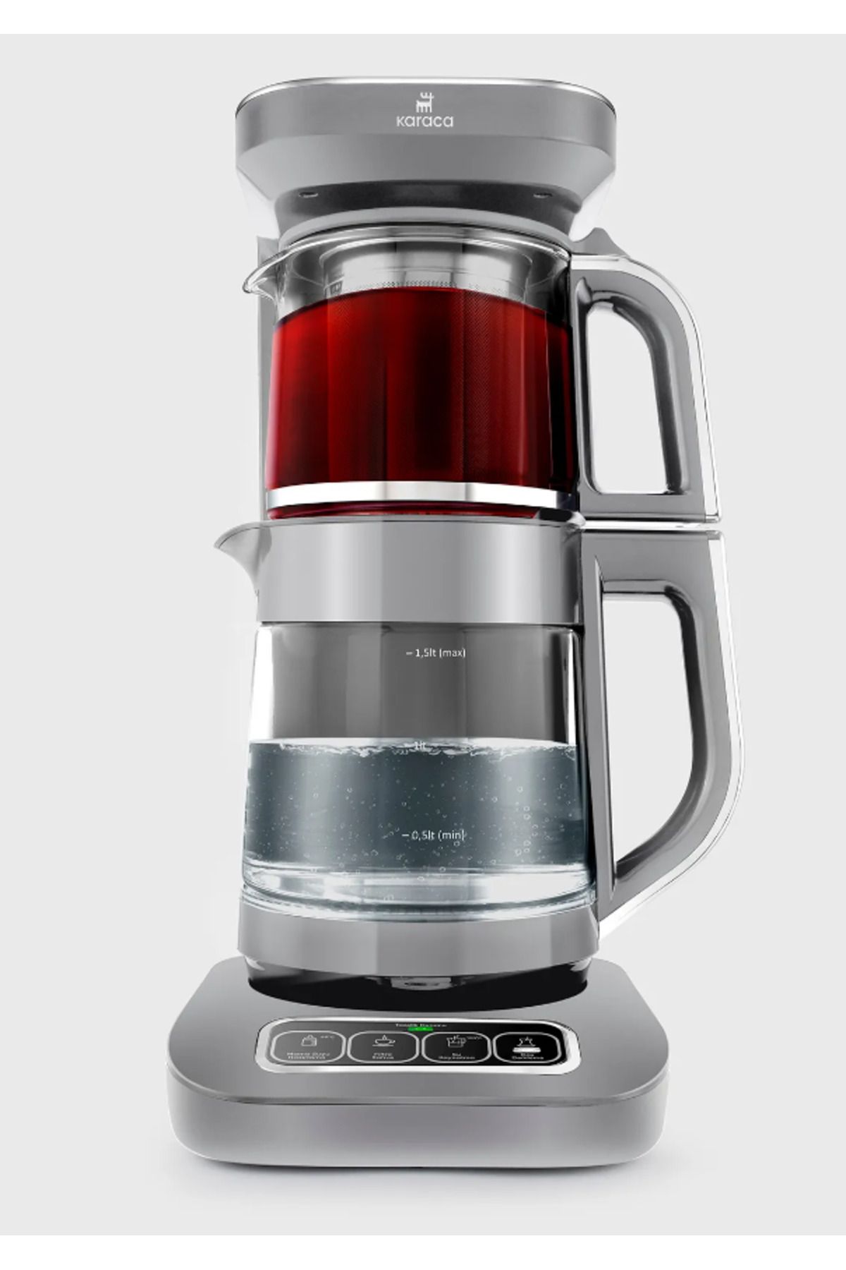 Karaca Çaysever Robotea Pro 4 in 1 Konuşan Otomatik Cam Çay ve Filtre Kahve Demleme Makinesi
