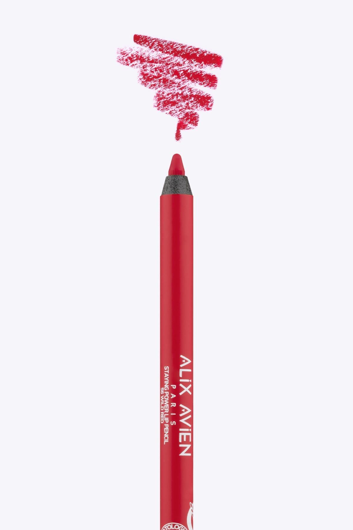 Alix Avien Uzun Süre Kalıcı Suya Dayanıklı Dudak Kalemi - Staying Power Lip Pencil 56 Wild Red