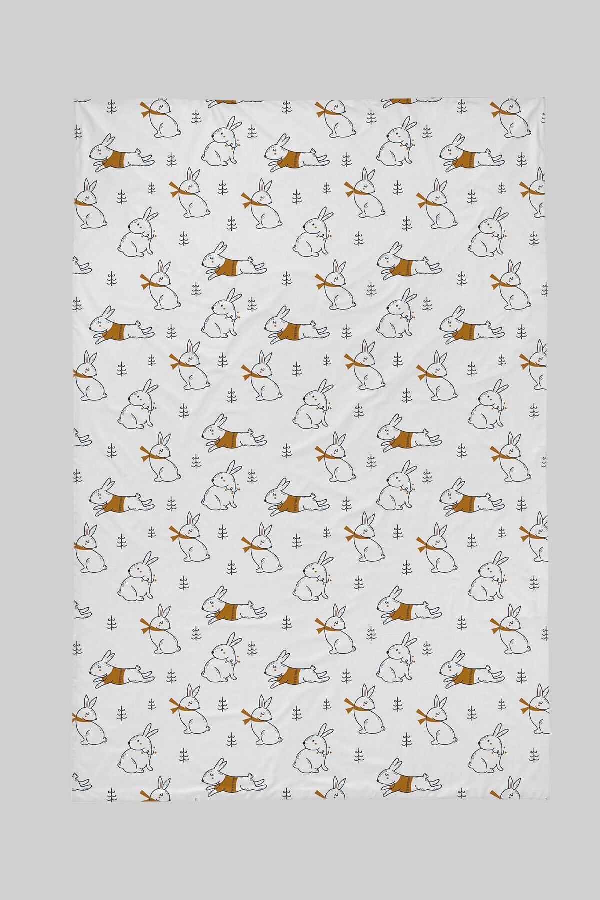 Tuğba Kuğu Baskılı Düz Çarşaf 180x240 - Iconic Serisi - Tavşan