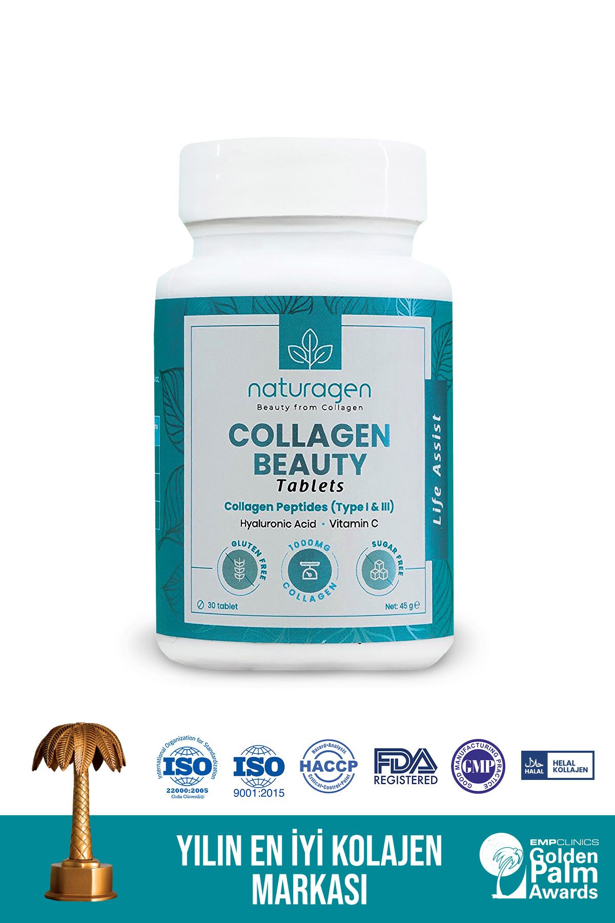 Naturagen Kolajen 30 Tablet Hidrolize Collagen Type (tip-1 & Tip-3 Sığır Kolajen,hyaluronic Acid & Vitamin C)