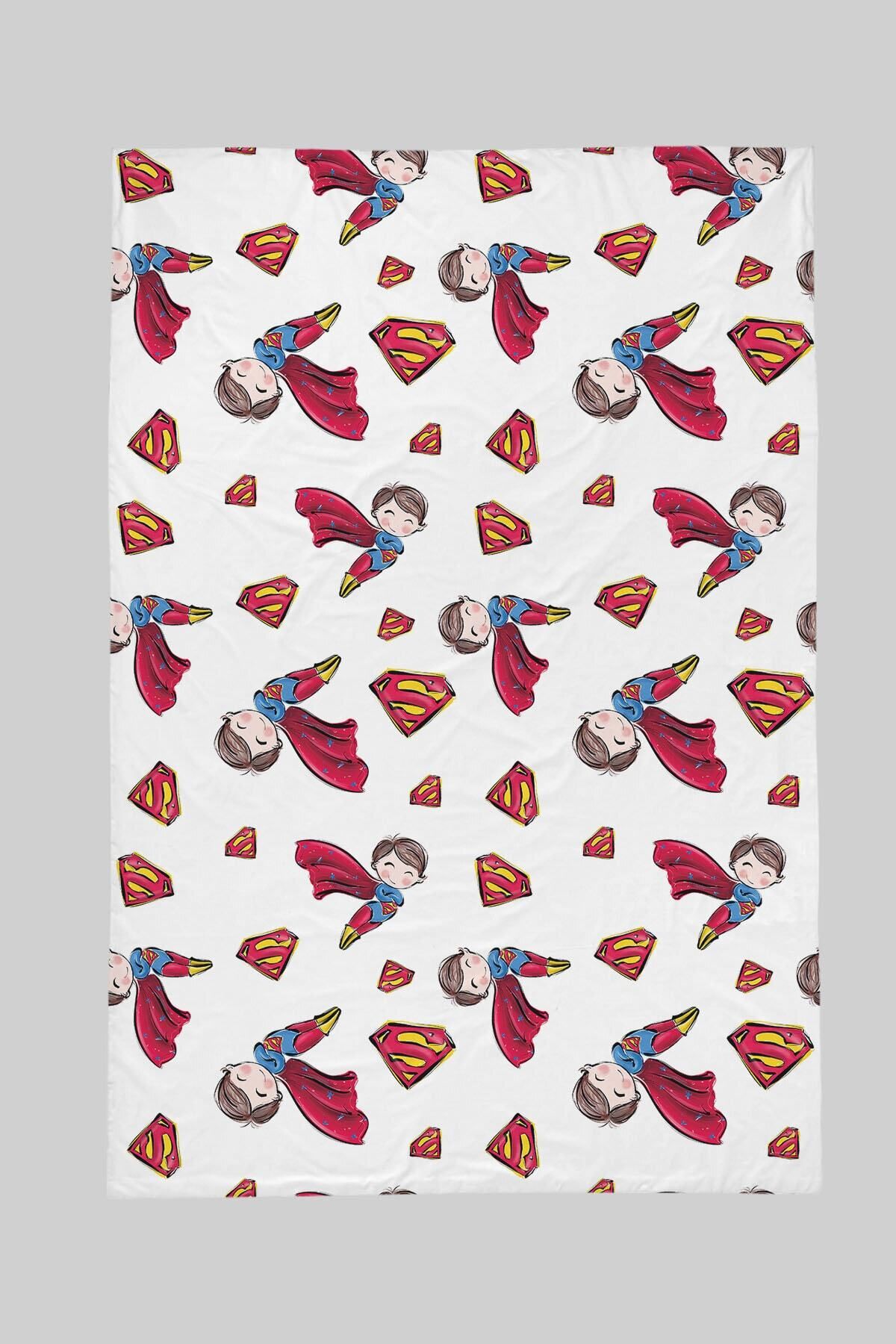 Tuğba Kuğu Baskılı Düz Çarşaf 180x240 - For Baby Serisi - Superman