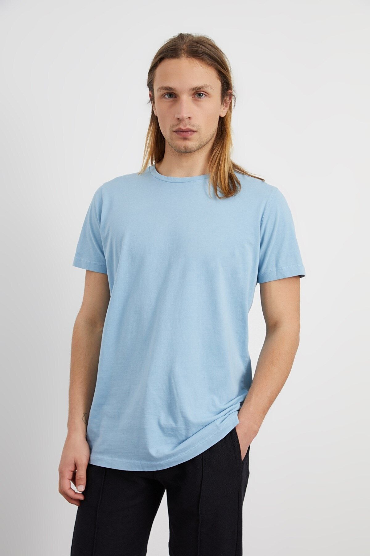 Shootpower Erkek Mavi Parça Boyalı Regular T-shirt