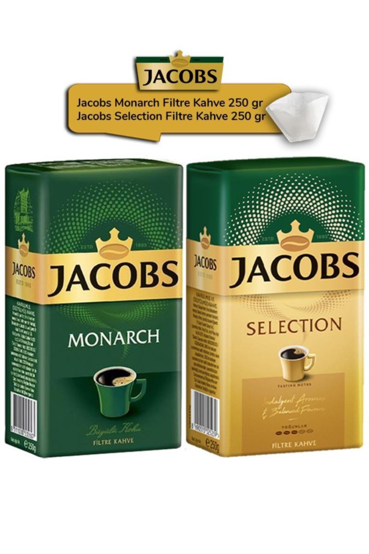 Jacobs Monarch Filtre Kahve 250 Gr & Selection Filtre Kahve 250 Gr - 40 Adet