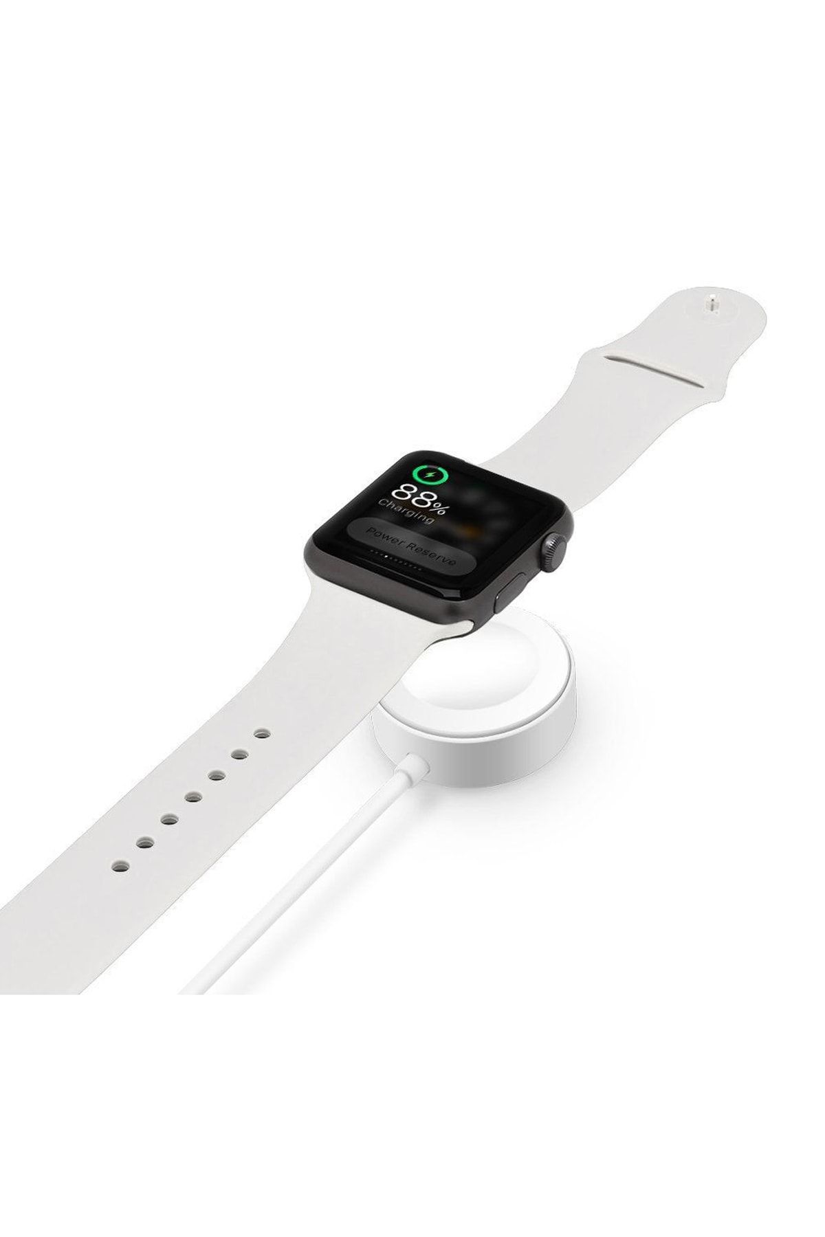 Microcase Apple Watch Seri 6 44 Mm Için Manyetik Şarj Aygıtlı Usb Kablo 1 Metre - Beyaz